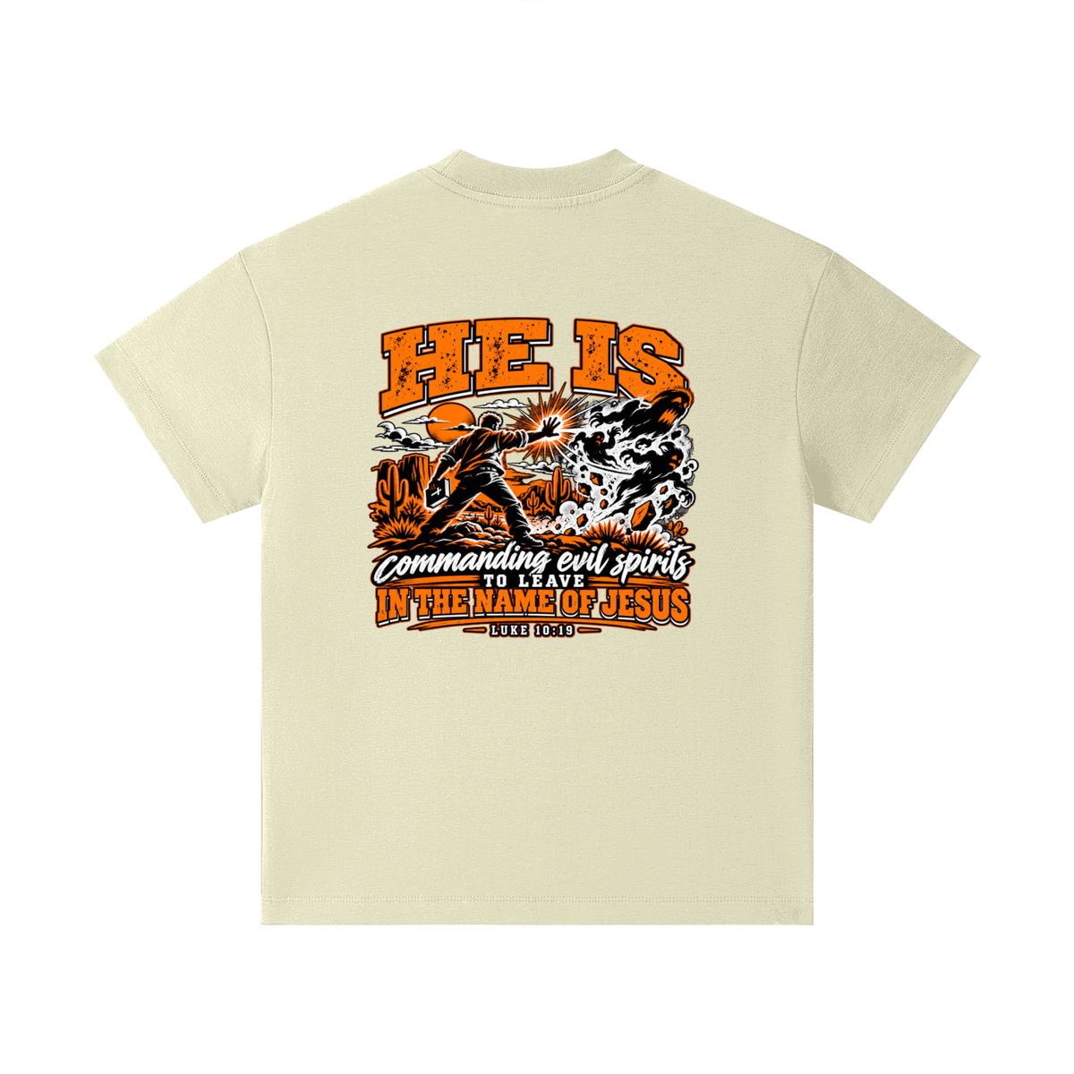 THE WEAPONS OF OUR WARFARE ARE NOT CARNAL HE IS COMMANDING EVIL SPIRITS TO LEAVE IN THE NAME OF JESUS - LUKE 10:19 - Kids T-Shirt