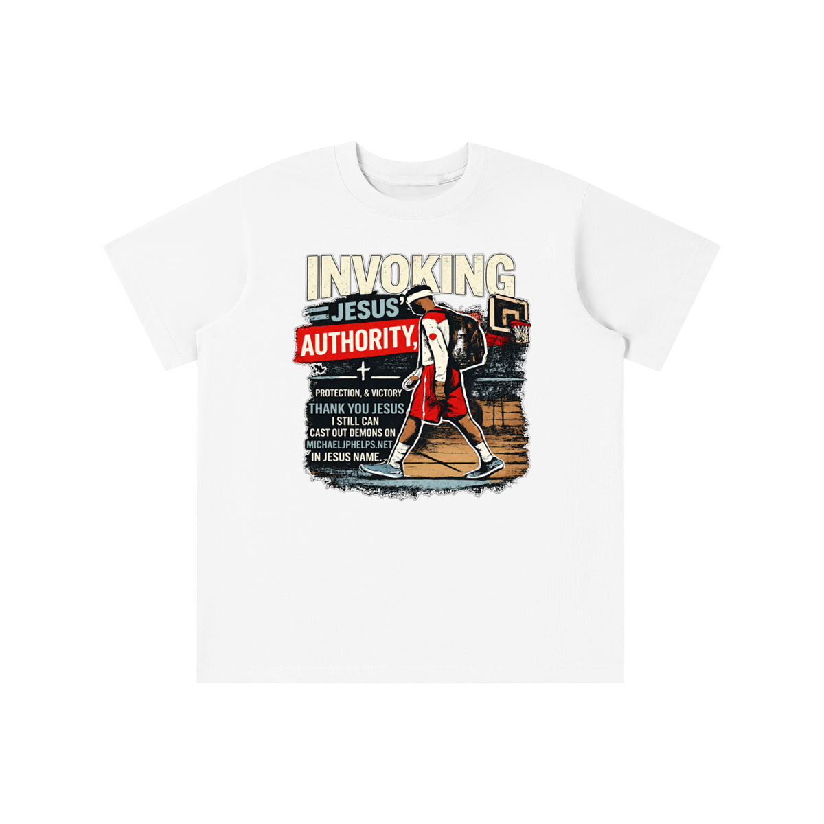 INVOKING JESUS' AUTHORITY, PROTECTION, & VICTORY THANK YOU JESUS I STILL CAN CAST OUT DEMONS ON MICHAELJPHELPS.NET IN JESUS NAME. youth T-shirt