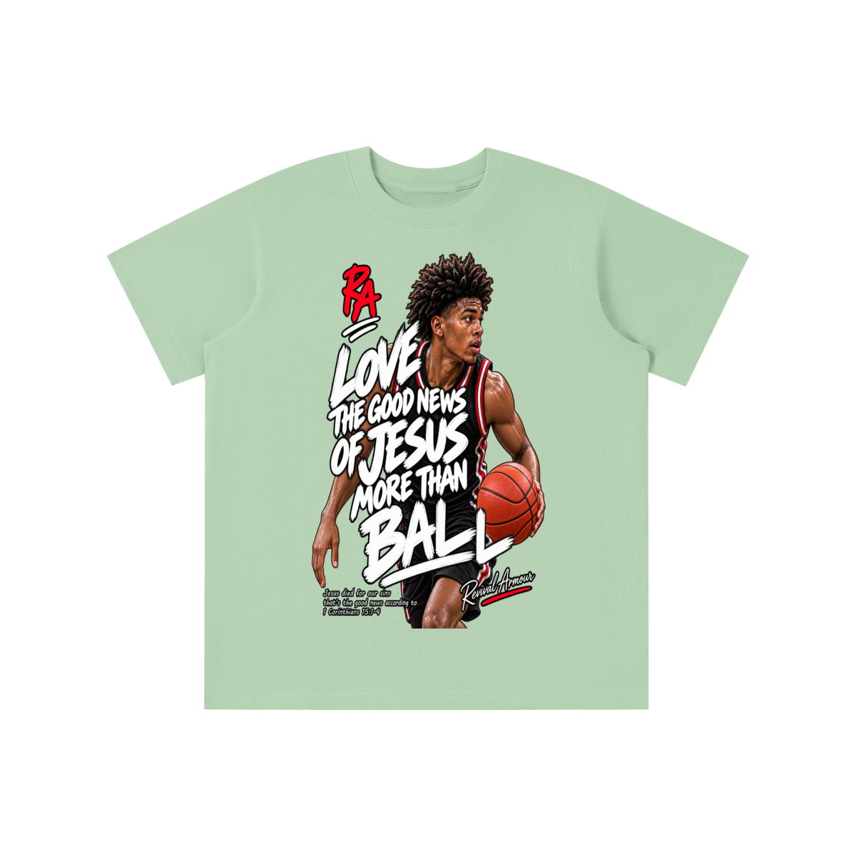 LOVE THE GOOD NEWS OF JESUS MORE THAN BALL youth T-shirt