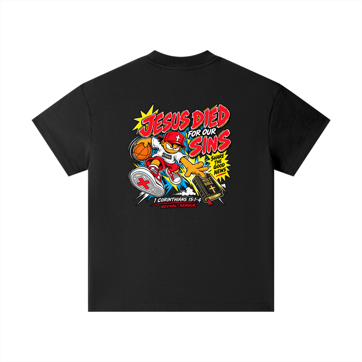 SUBMIT TO JESUS RESIST THE DEVIL AND HE WILL FLEE FROM YOU INSPIRED BY JAMES 4:7 JESUS DIED FOR OUR SINS SHARE THE GOOD NEWS HOLY BIBLE 1 CORTHIANS 15:1-4 REVIVAL ARMOUR Kids T-Shirt