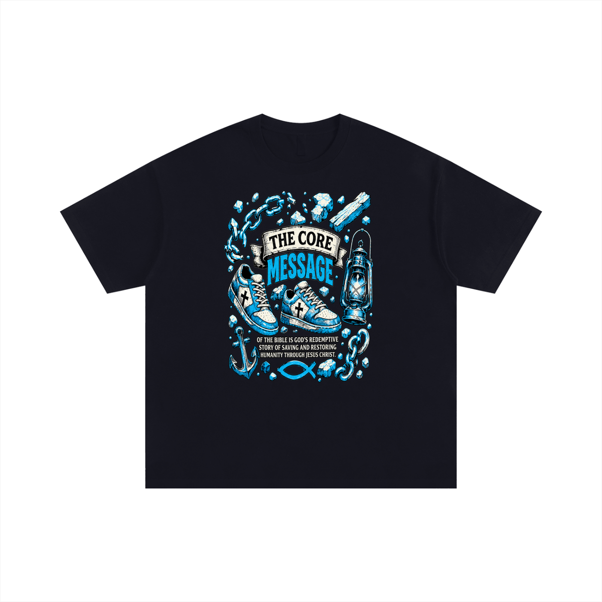 the core message of the bible is God's redemptive story of saving and restoring humanity through Jesus Christ. T-Shirt