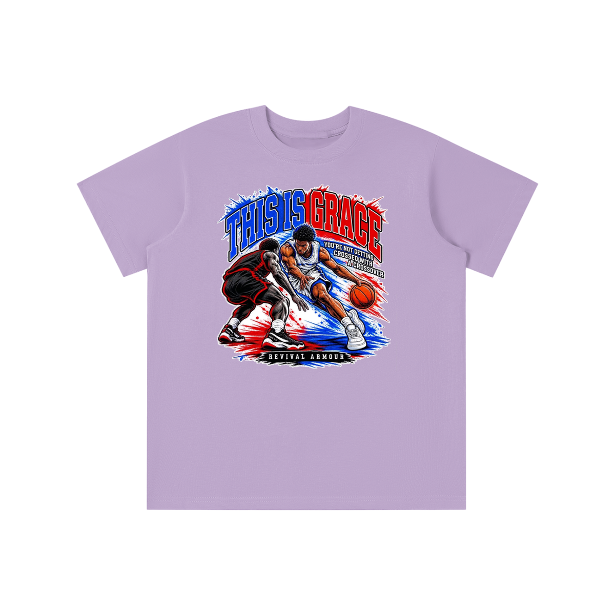 THIS IS GRACE YOU'RE NOT GETTING CROSSED WITH A CROSSOVER ( MARK 1:15 IS ON HIS SHOES TOO ) youth T-shirt