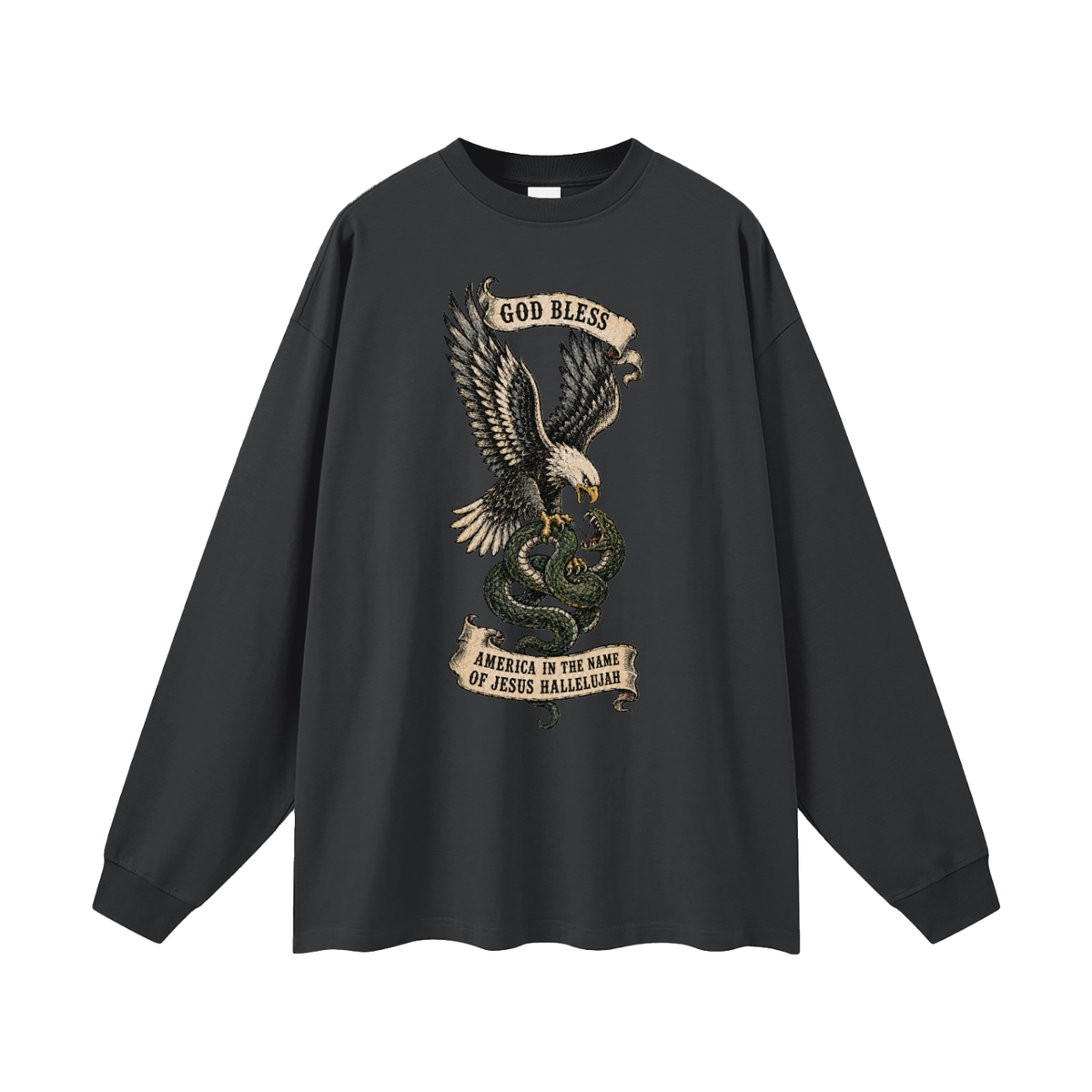 GOD BLESS AMERICA IN NAME OF JESUS HALLELUJAH Long Sleeve T-Shirt