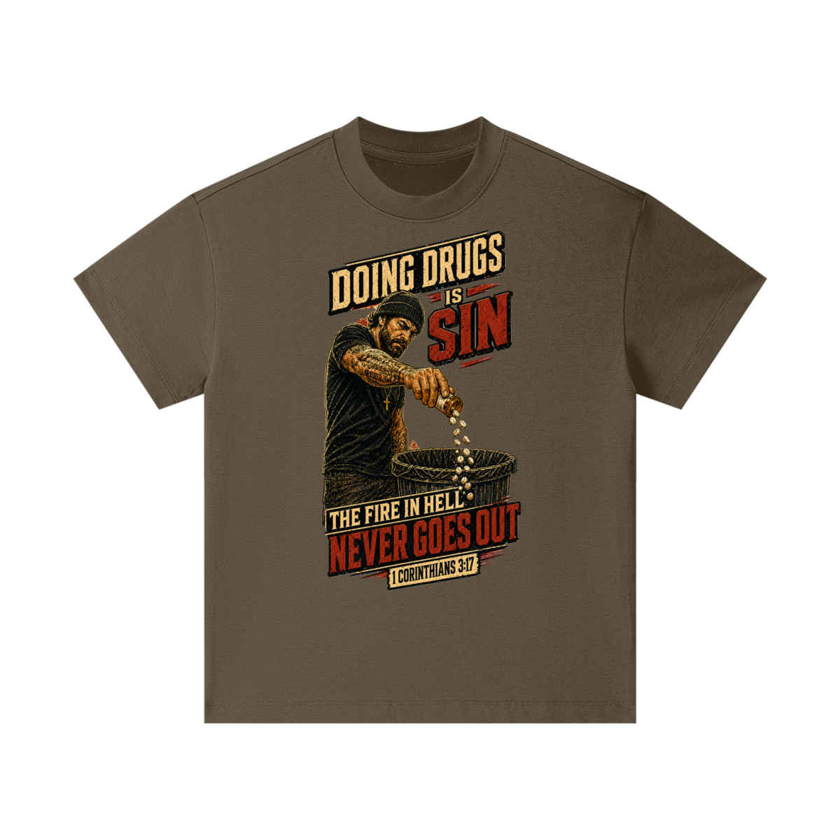 Doing drugs is sin The fire in hell never goes out Kids T-Shirt