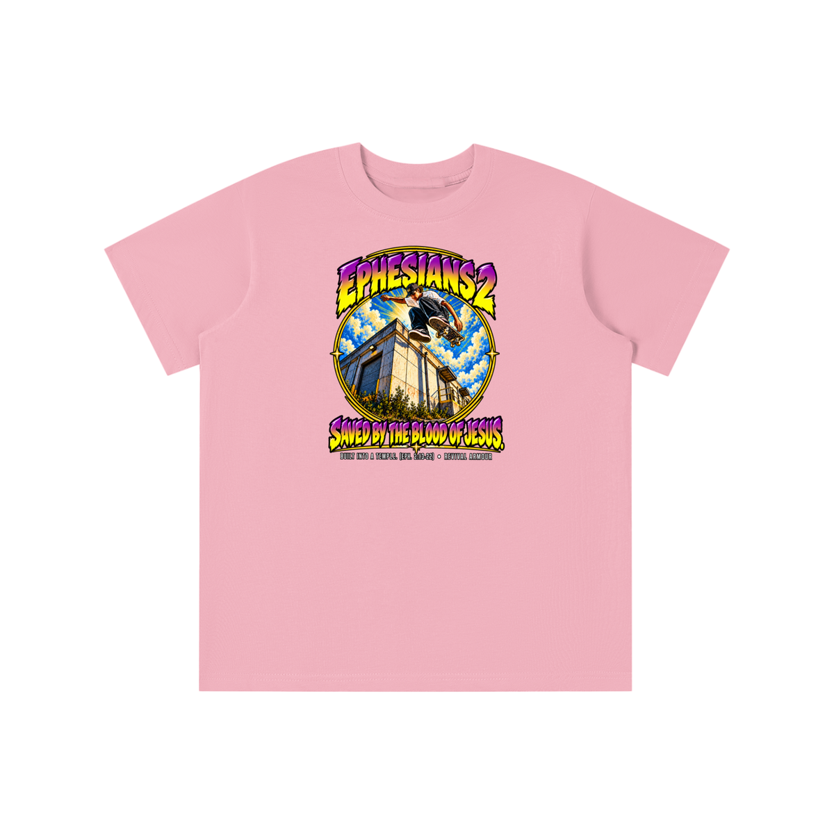 EPHESIANS 2 SAVED BY THE BLOOD OF JESUS BUILT INTO A TEMPLE. (EPH. 2:13-22) youth T-shirt