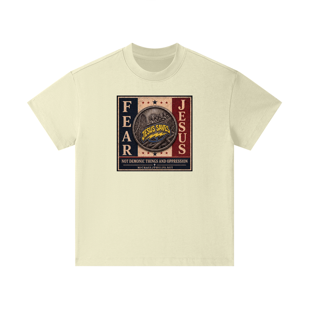 FEAR JESUS NOT DEMONIC THINGS AND OPPRESSION + MICHAELJPHELPS.NET Kids T-Shirt