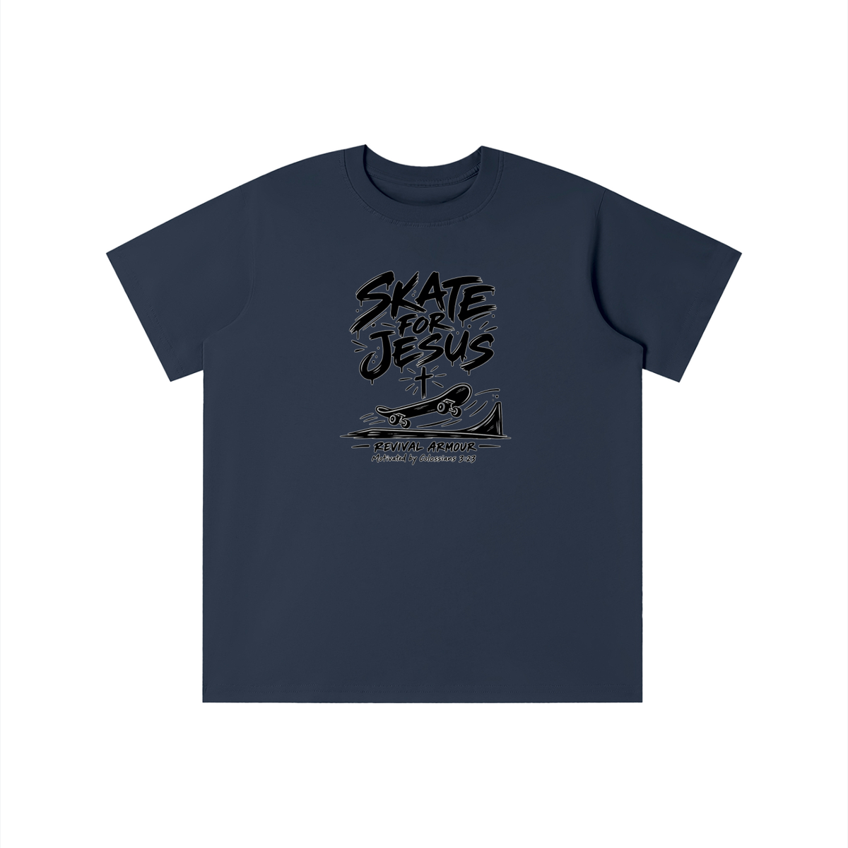 SKATE FOR JESUS REVIVAL ARMOUR Motivated by Colossians 3:23 youth T-shirt