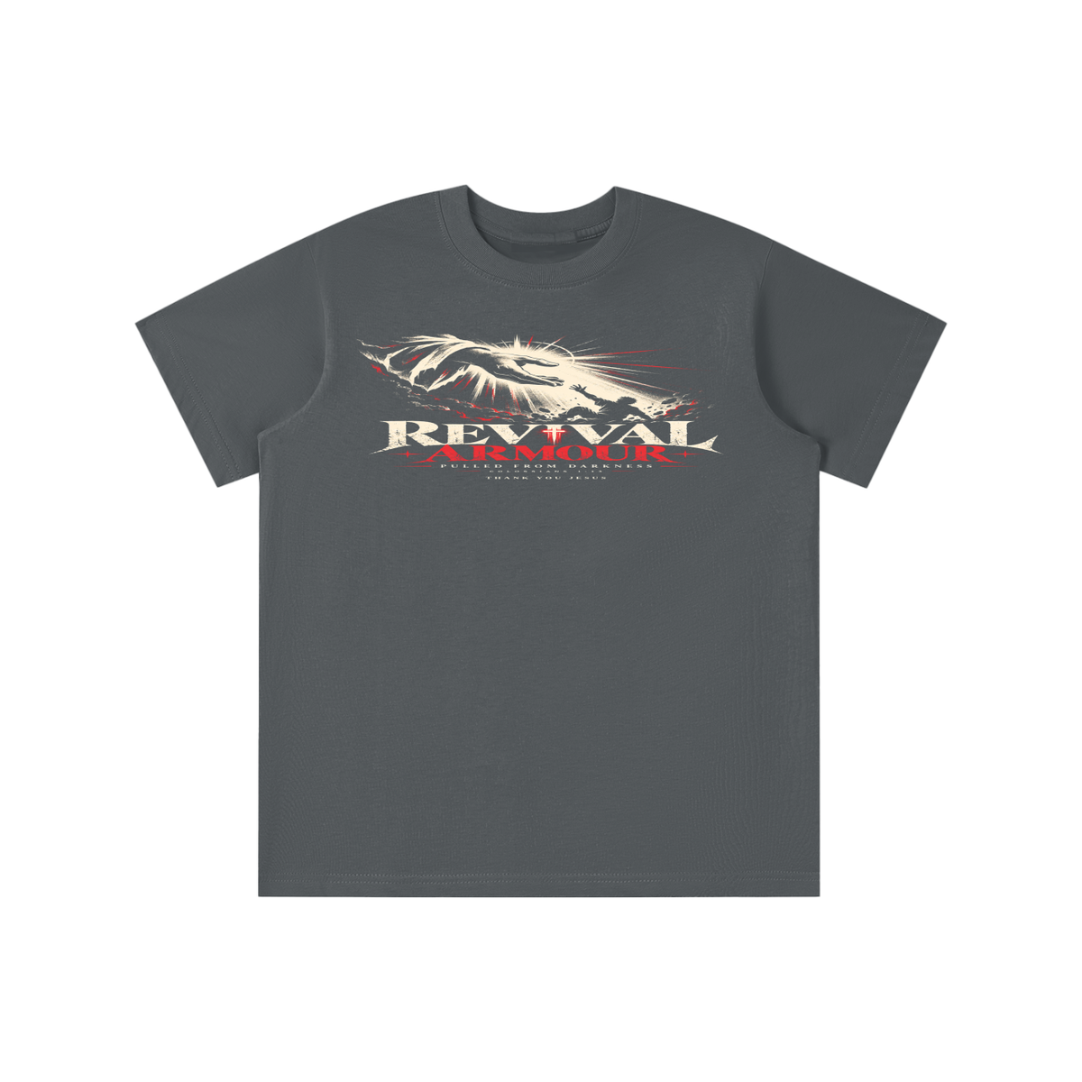 REVIVAL ARMOUR -PULLED FROM DARKNESS- -1 COLOSSIANS 1:13- THANK YOU JESUS youth T-shirt