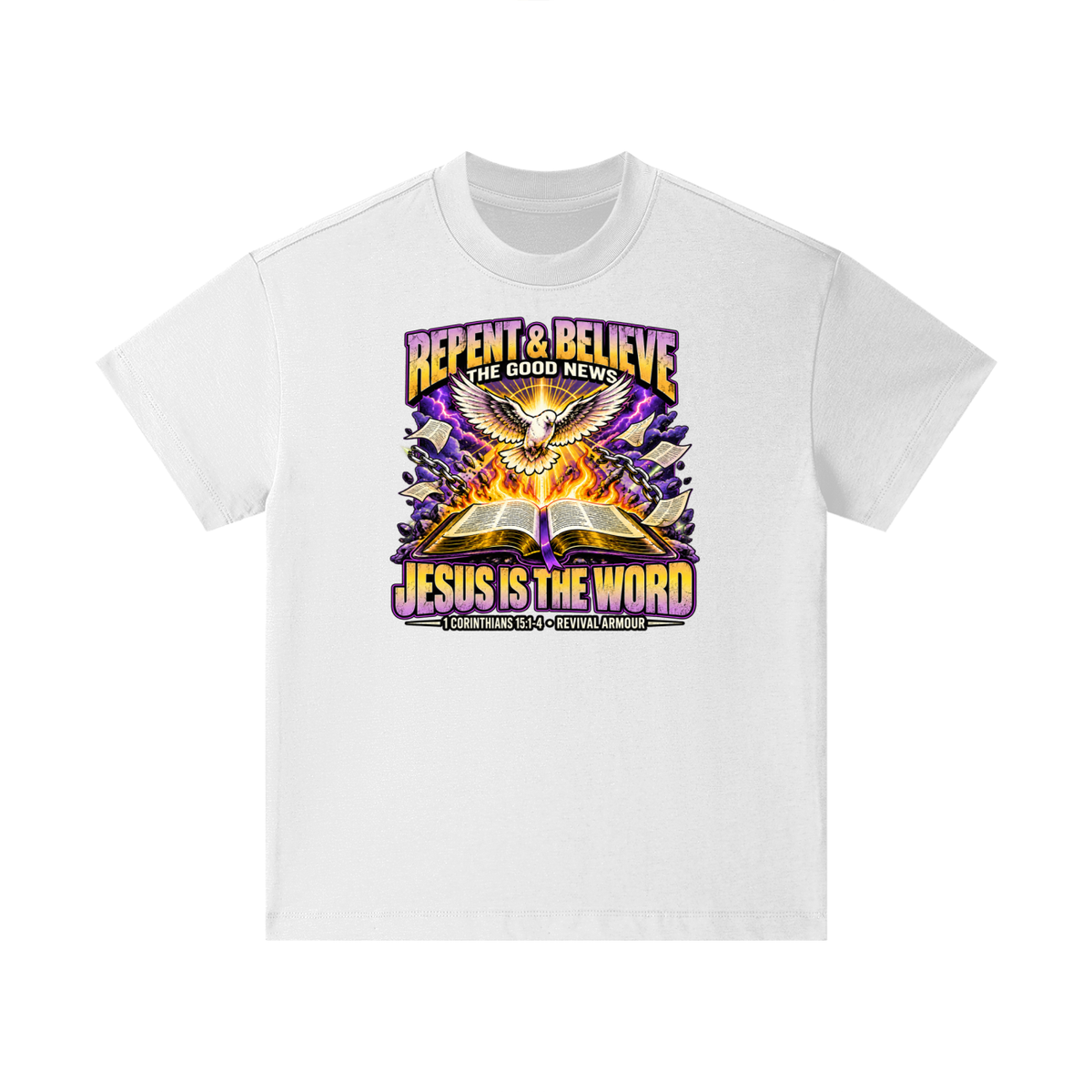 REPENT & BELIEVE THE GOOD NEW JESUS IS THE WORD 1 CORINTHIANS 15:1-4 REVIVAL ARMOUR Kids T-Shirt