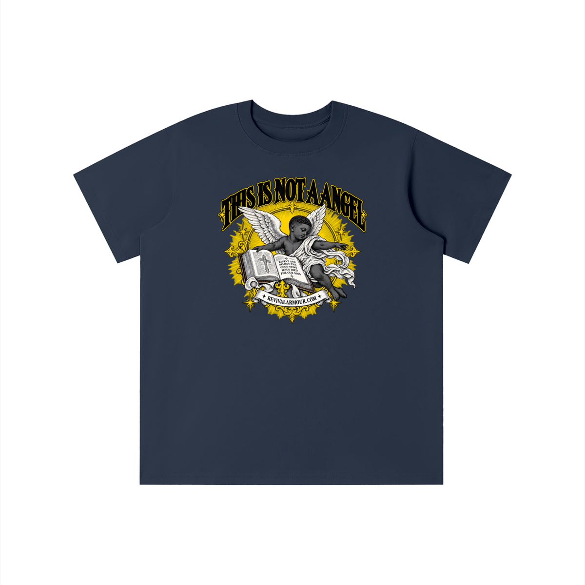 THIS IS NOT A ANGEL REPENT AND BELIEVE THE GOOD NEWS JESUS DIED FOR OUR SIN REVIVALARMOUR.COM youth T-shirt