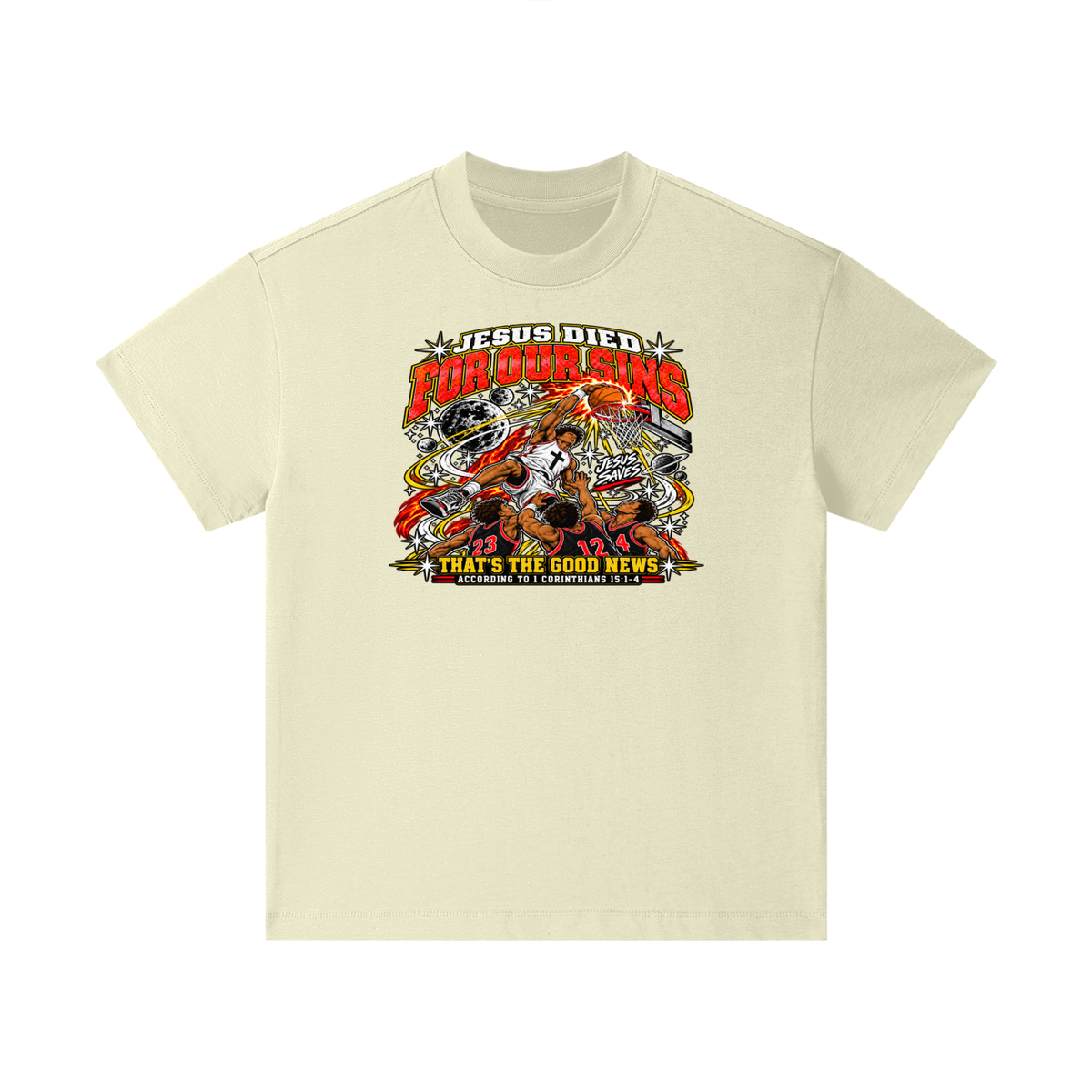 Jesus died for our sins that's the good news according to 1 Corinthians 15:1-4 Kids T-Shirt
