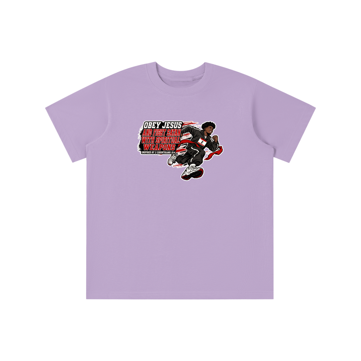 OBEY JESUS AND FIGHT SATAN WITH SPIRITUAL WEAPONS INSPIRED BY 2 CORINTHIANS 10:4 youth T-shirt