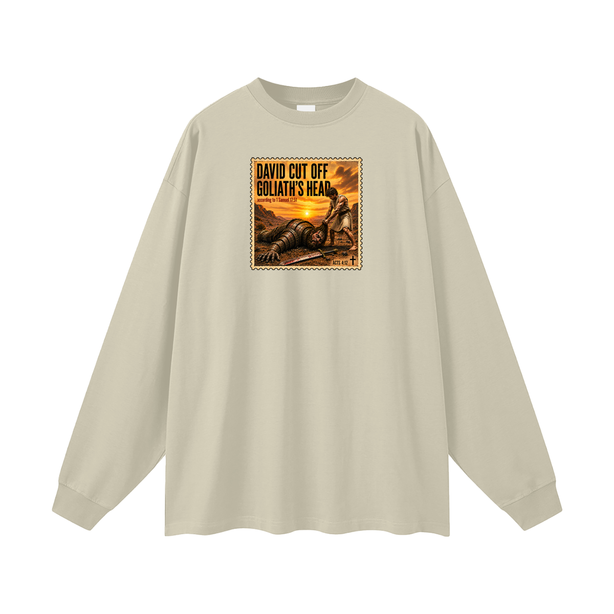 David cut off Goliath's head according to 1 Samuel 17:51 Long Sleeve T-Shirt