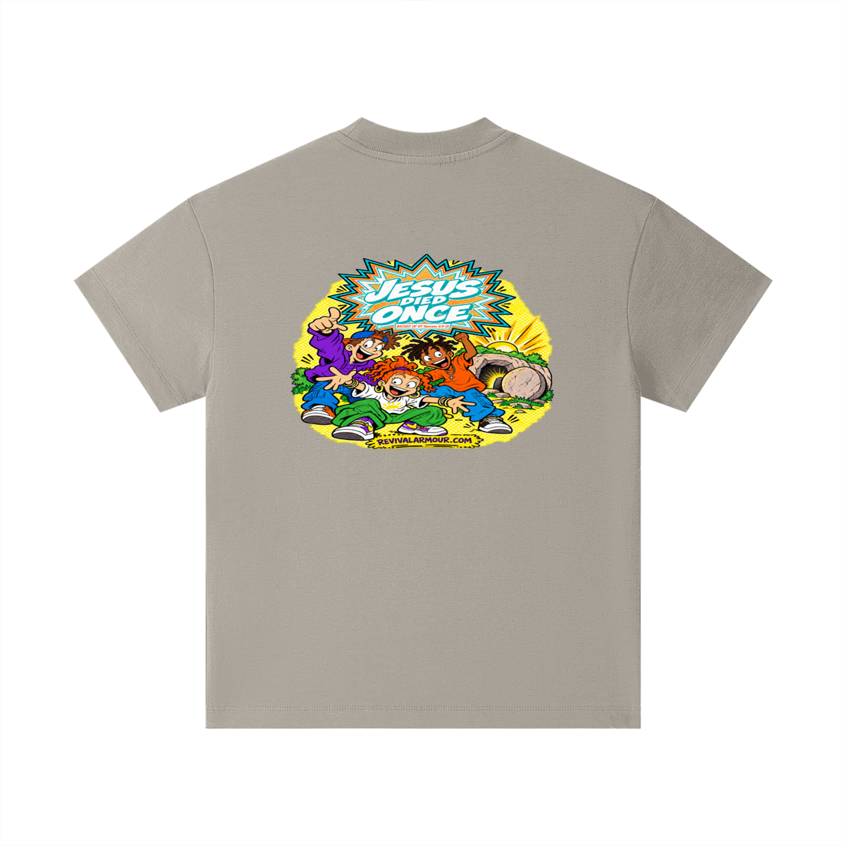JESUS DIED ONCE BACKED UP BY Romans 6:9-10 Kids T-Shirt