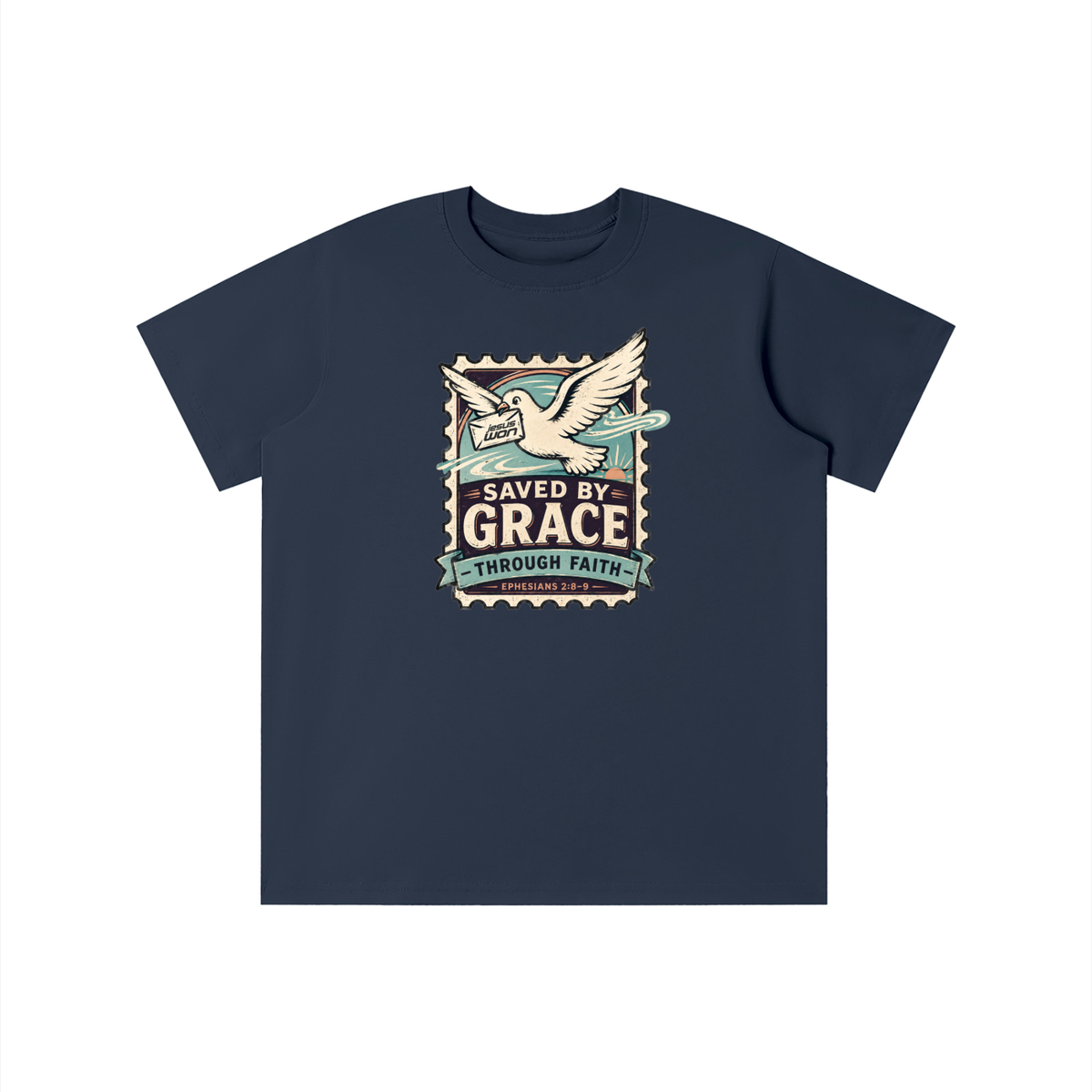 SAVED BY GRACE -THROUGH FAITH- - EPHESIANS 2:8-9 - youth T-shirt