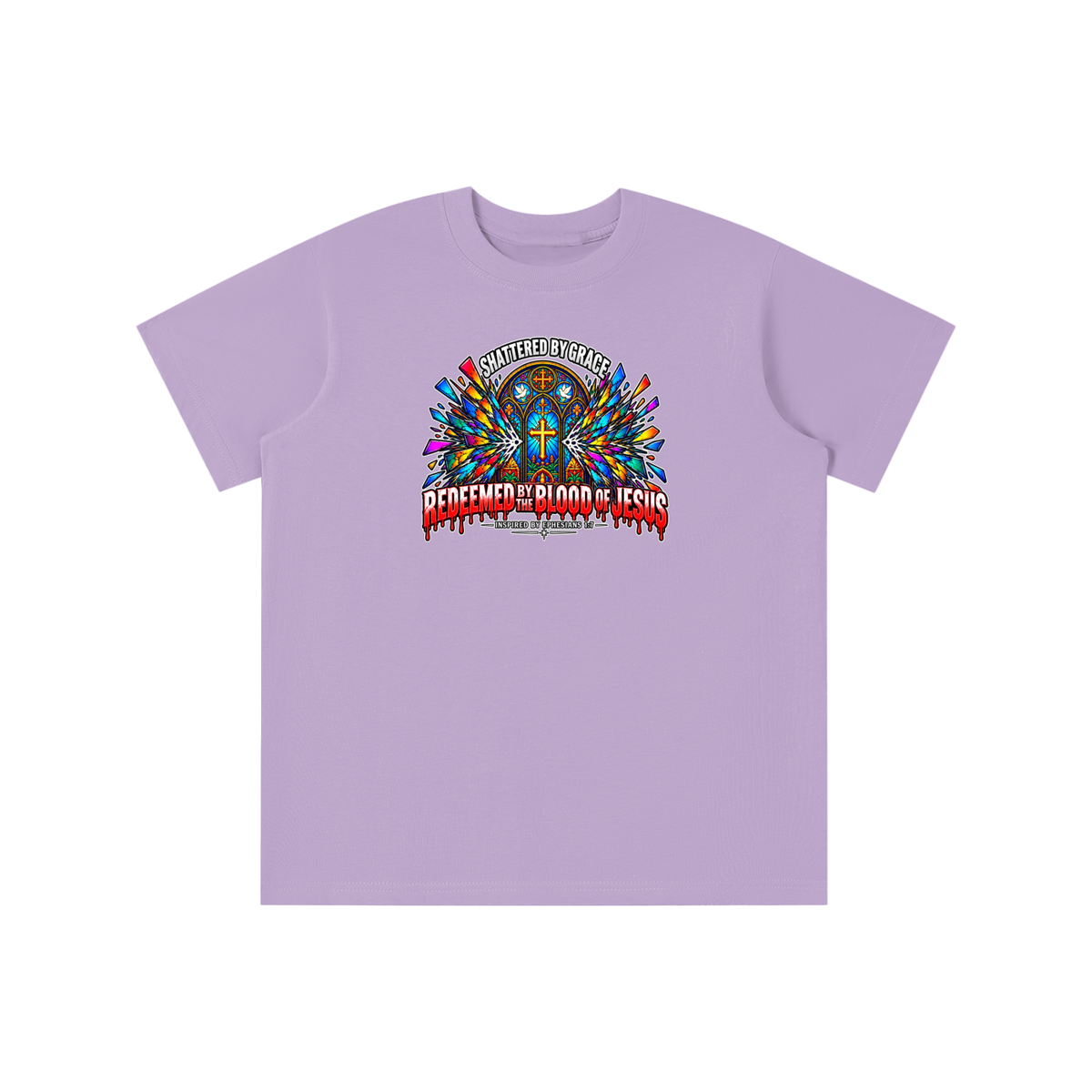 SHATTERED BY GRACE REDEEDMED BY THE BLOOD OF JESUS INSPIRED BY EPHESISANS 1:7 youth T-shirt