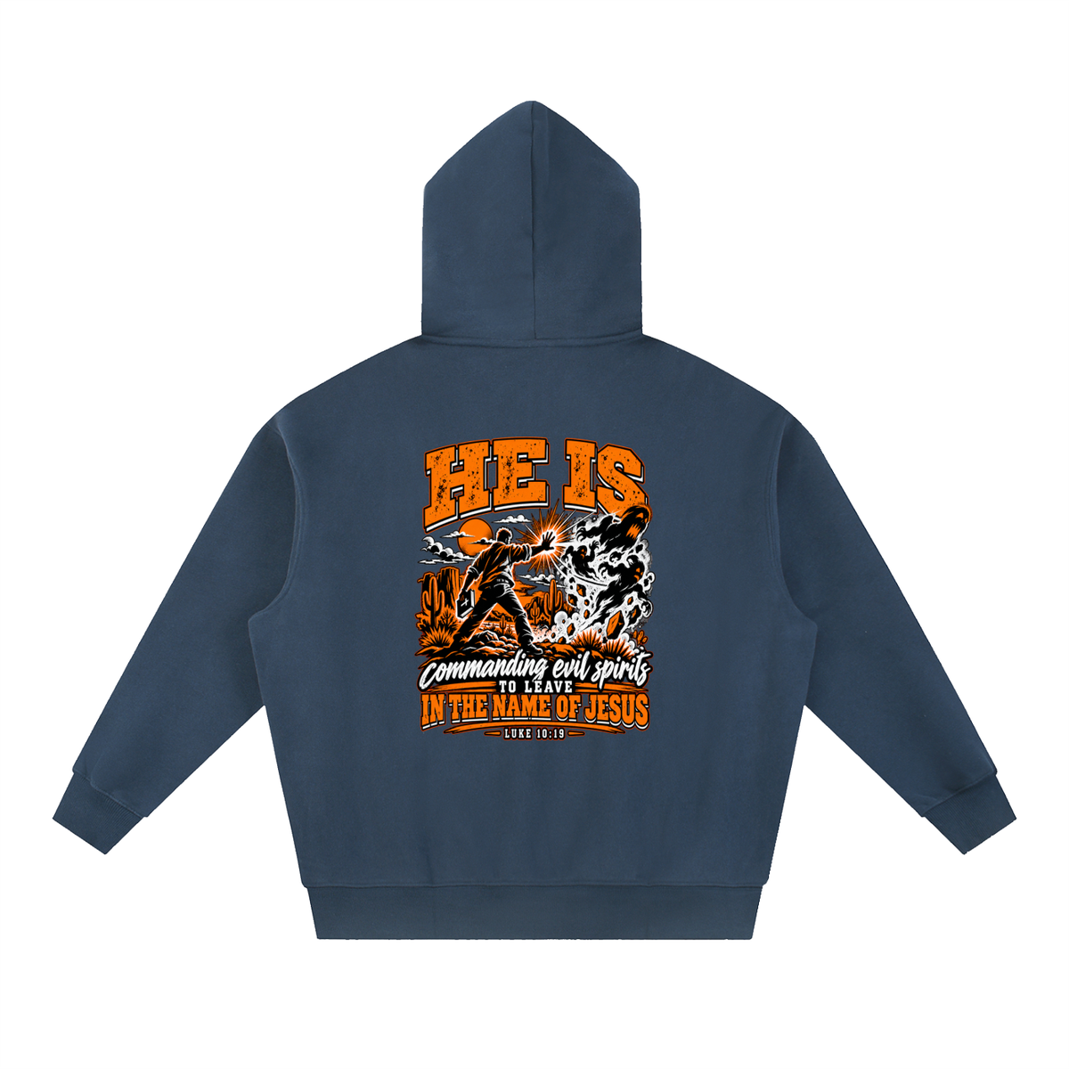 THE WEAPONS OF OUR WARFARE ARE NOT CARNAL HE IS COMMANDING EVIL SPIRITS TO LEAVE IN THE NAME OF JESUS - LUKE 10:19 - Hoodie