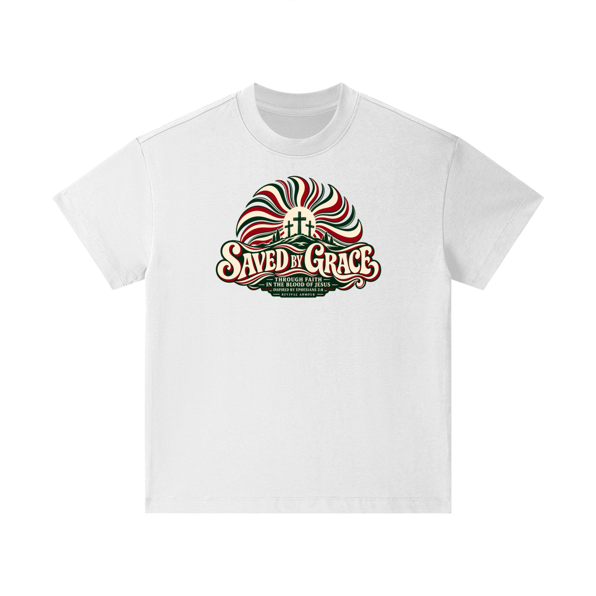 SAVED BY GRACE THROUGH FAITH IN THE BLOOD OF JESUS INSPIRED BY EPHESIANS 2:8 Kids T-Shirt