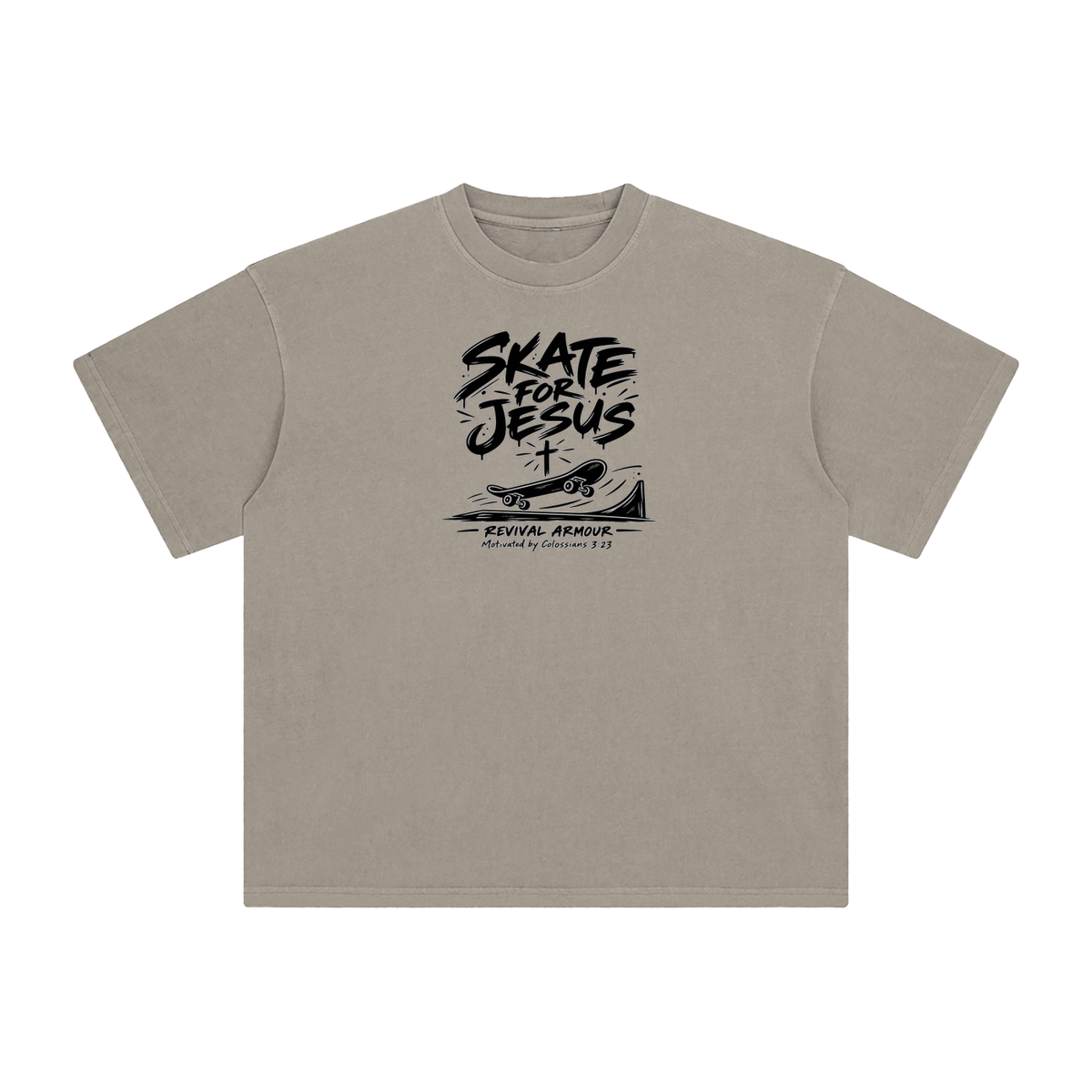 SKATE FOR JESUS REVIVAL ARMOUR Motivated by Colossians 3:23 T-Shirt