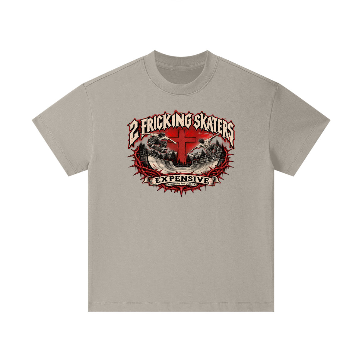 2 FRICKING SKATERS EXPENSIVE inspired by Acts 2:38-39 Kids T-Shirt