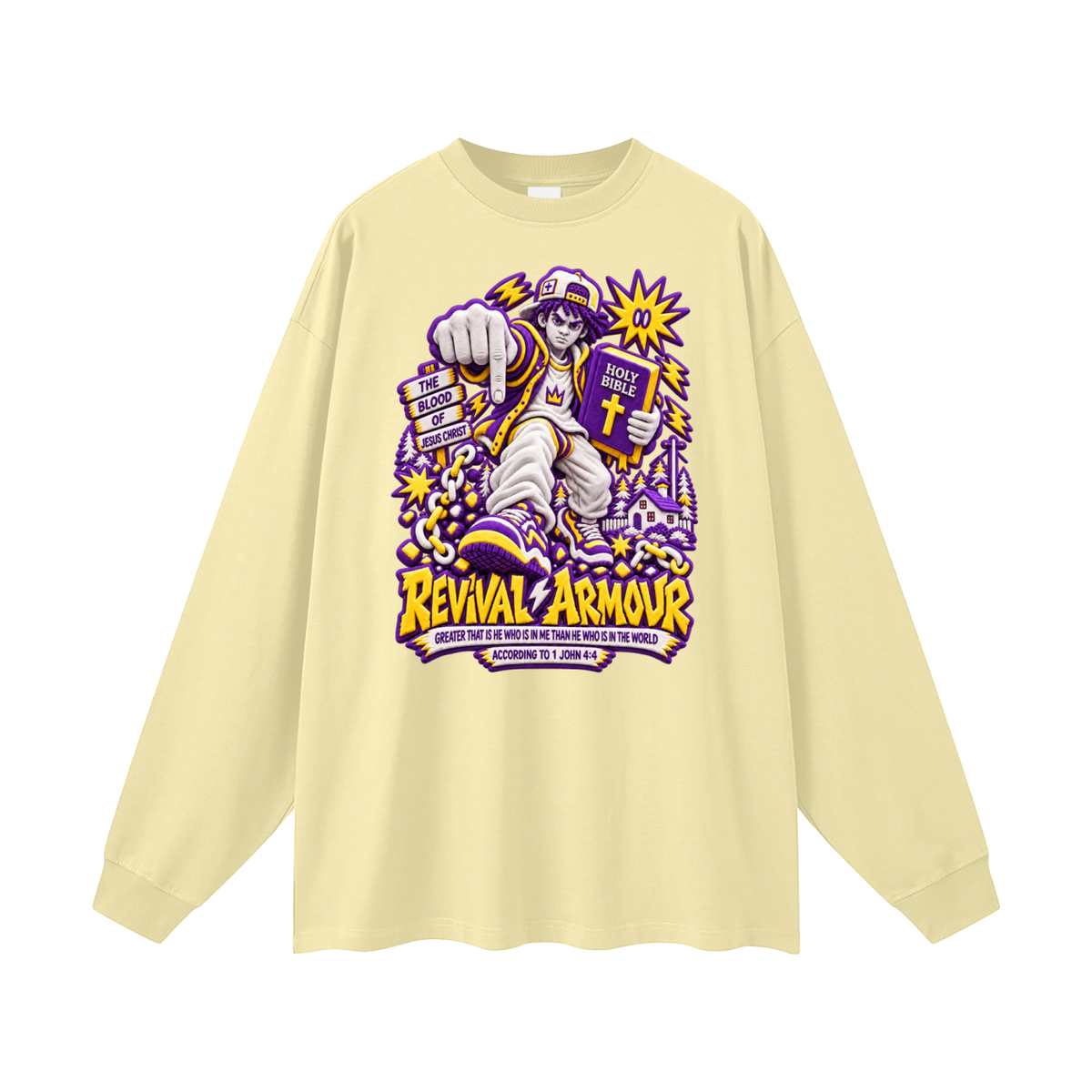 GREATER THAT IS HE WHO IS IN ME THAN WHO IS IN THE WORLD ACCORDING TO 1 JOHN 4:4 Long Sleeve T-Shirt