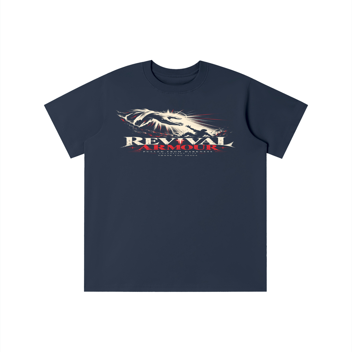 REVIVAL ARMOUR -PULLED FROM DARKNESS- -1 COLOSSIANS 1:13- THANK YOU JESUS youth T-shirt
