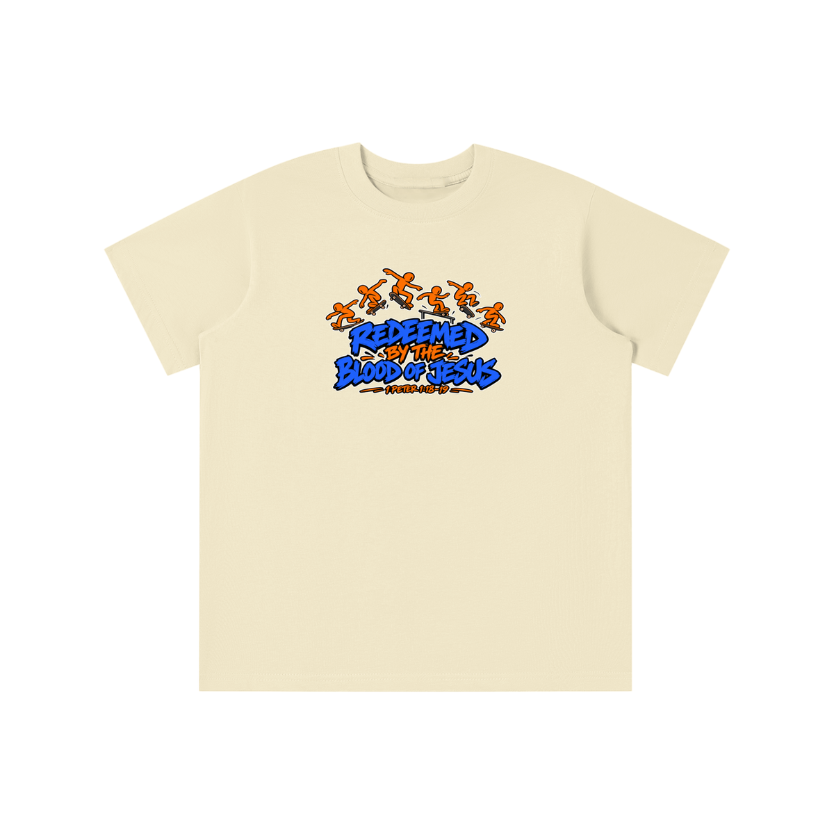 REDEEMED BY THE BLOOD OF JESUS - 1 PETER 1:18-19 - youth T-shirt