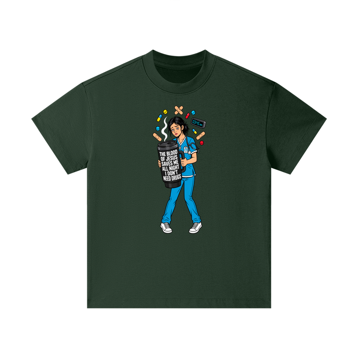 THE BLOOD OF JESUS SAVES ME ALL NIGHT I DON'T NEED DRUGS Kids T-Shirt