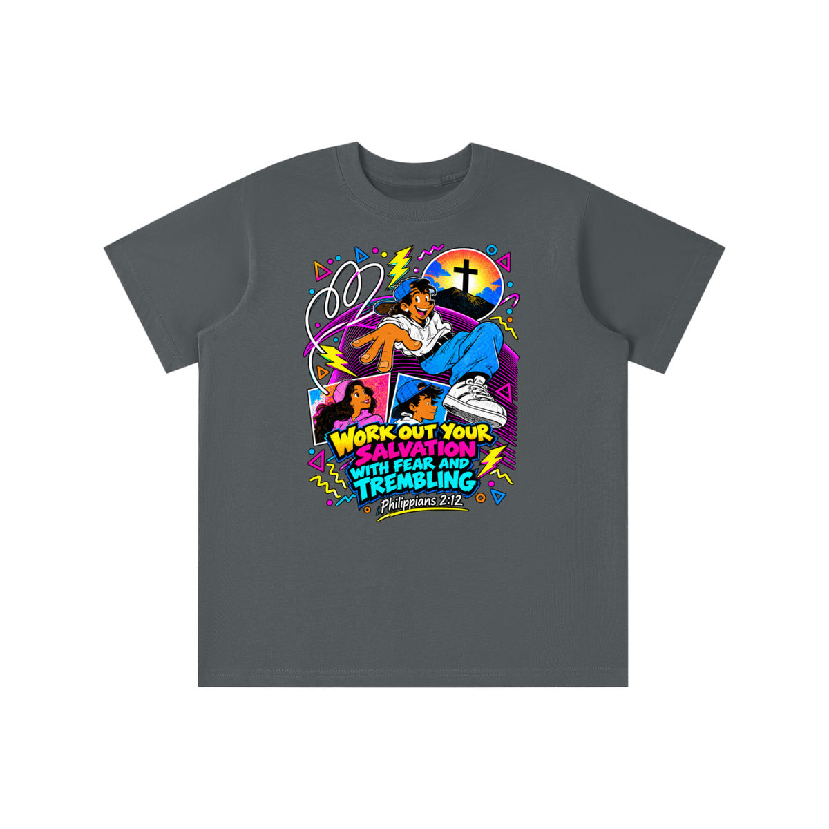 WORK OUT YOUR SALVATION WITH FEAR AND TREMBLING PHILIPPIANS 2:12 youth T-shirt