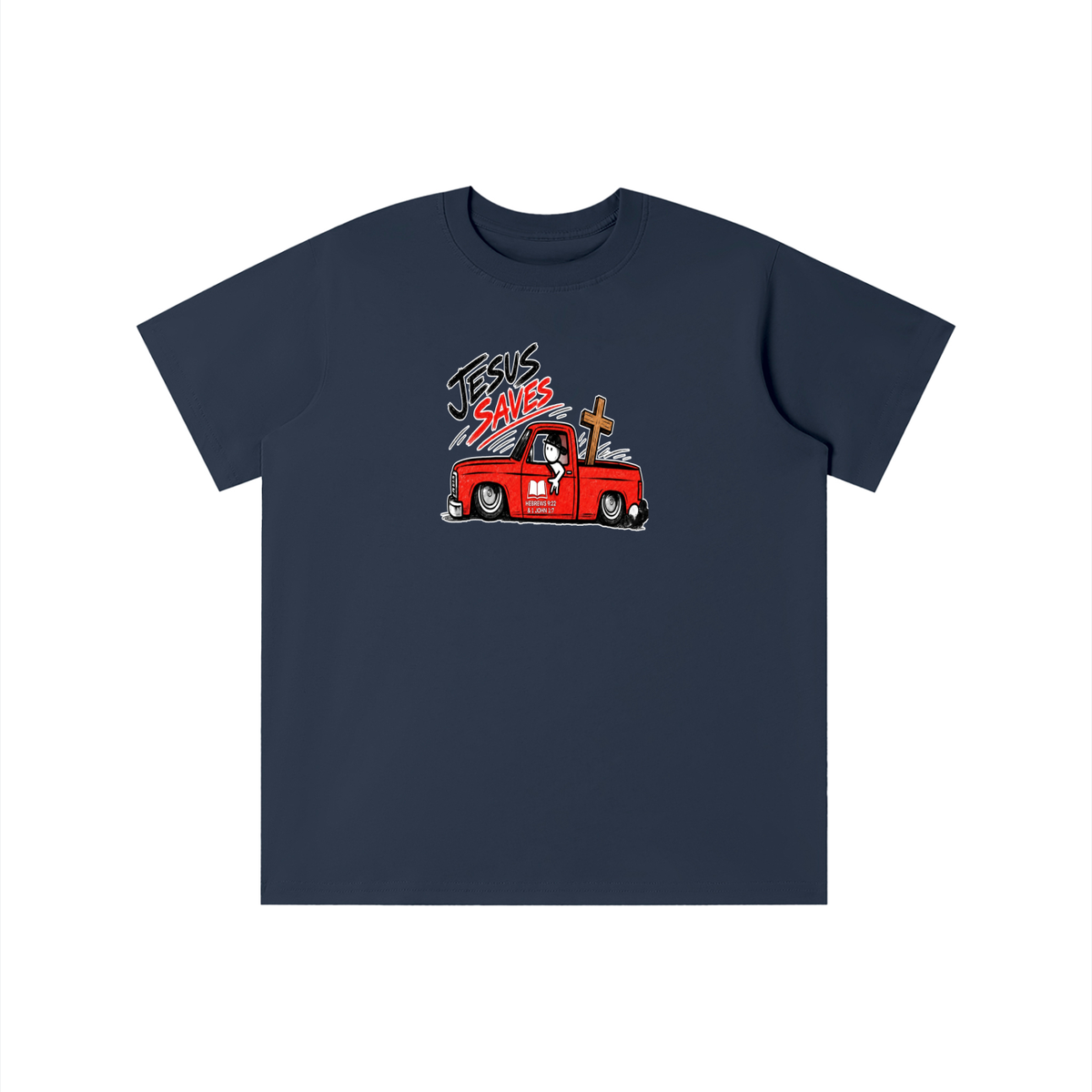JESUS SAVES BOOK HEBREWS 9:22 & 1 JOHN 1:7 youth T-shirt