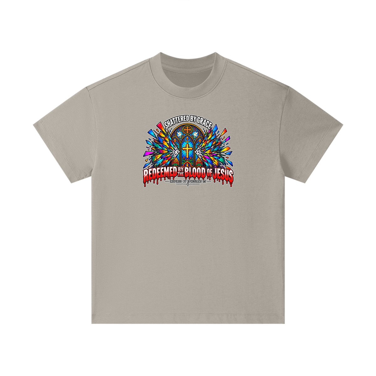 SHATTERED BY GRACE REDEEDMED BY THE BLOOD OF JESUS INSPIRED BY EPHESISANS 1:7 Kids T-Shirt