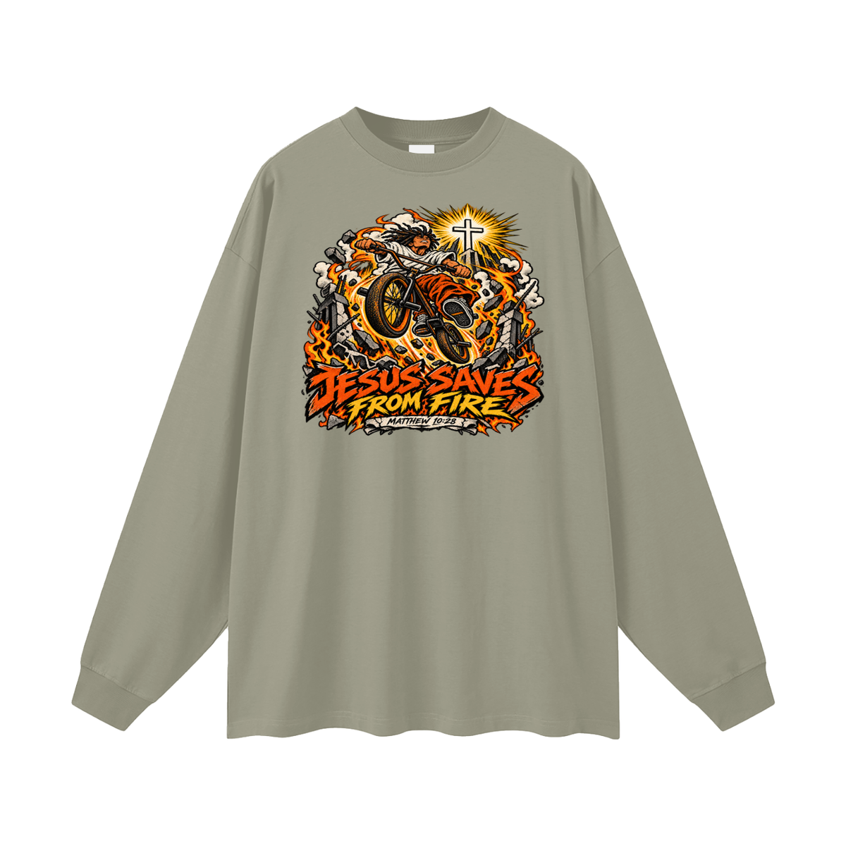 JESUS SAVES FROM FIRE Long Sleeve T-Shirt