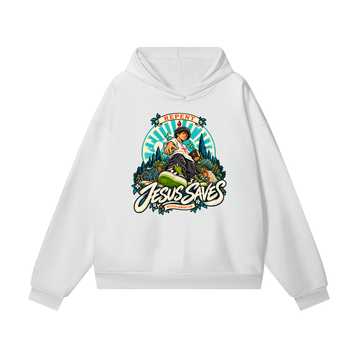 REPENT JESUS SAVES REVIVALARMOUR.COM Hidden Pocket Hoodie