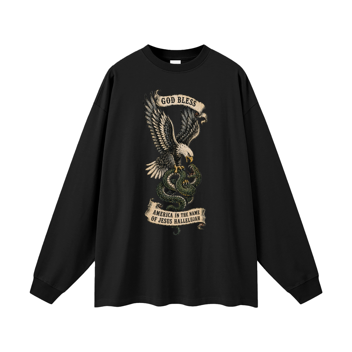 GOD BLESS AMERICA IN NAME OF JESUS HALLELUJAH Long Sleeve T-Shirt