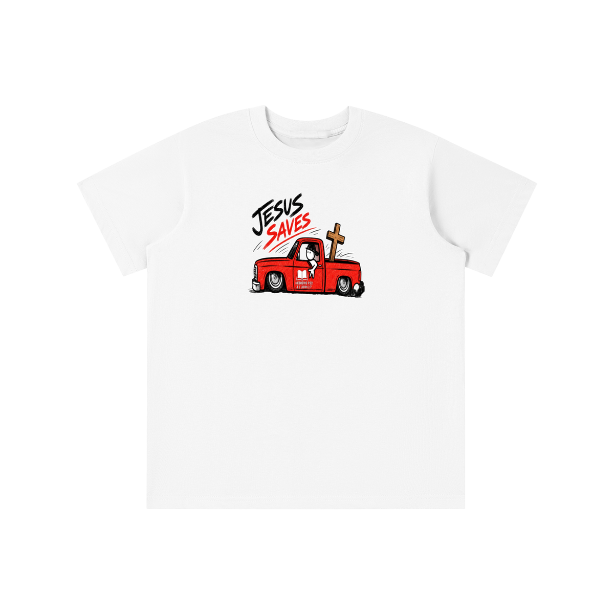 JESUS SAVES BOOK HEBREWS 9:22 & 1 JOHN 1:7 youth T-shirt