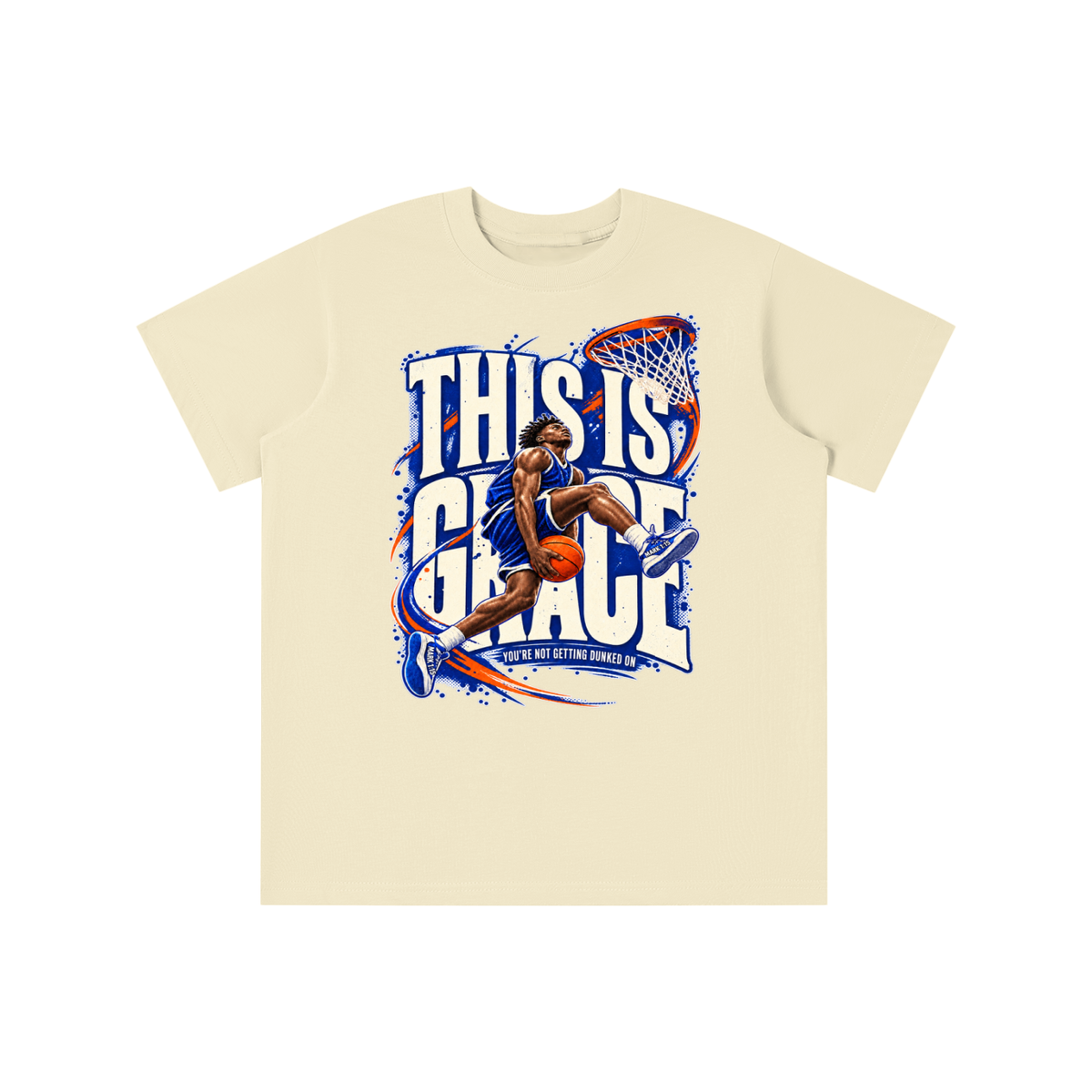 THIS IS GRACE YOU'RE NO GETTING DUNKED ON ( MARK 1:15 IS ON HIS SHOES ) youth T-shirt