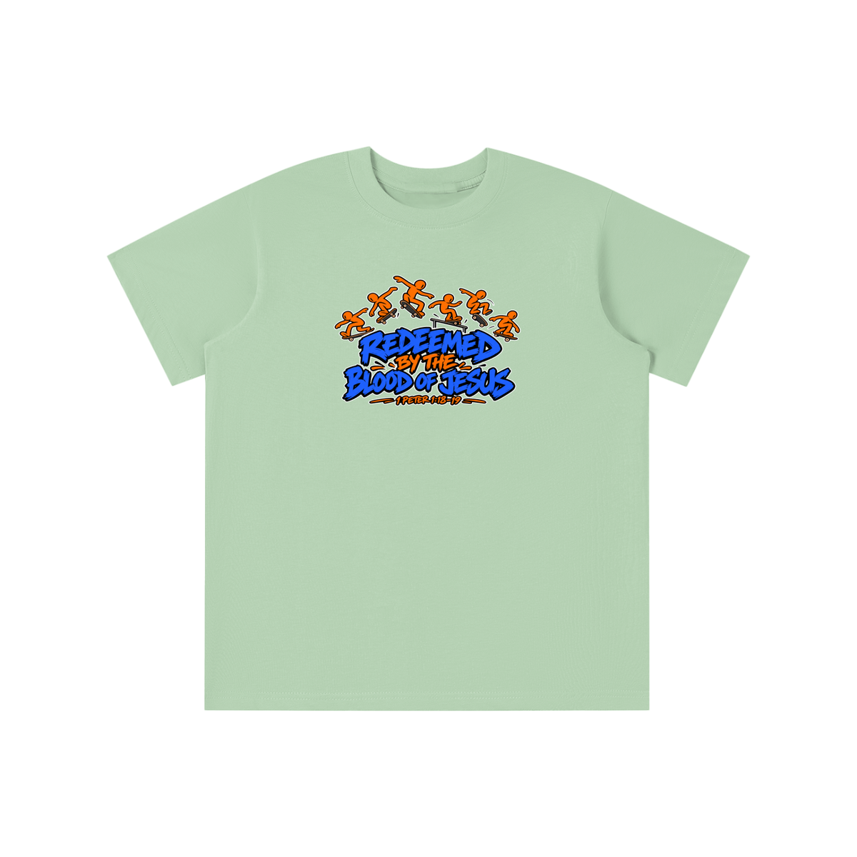 REDEEMED BY THE BLOOD OF JESUS - 1 PETER 1:18-19 - youth T-shirt