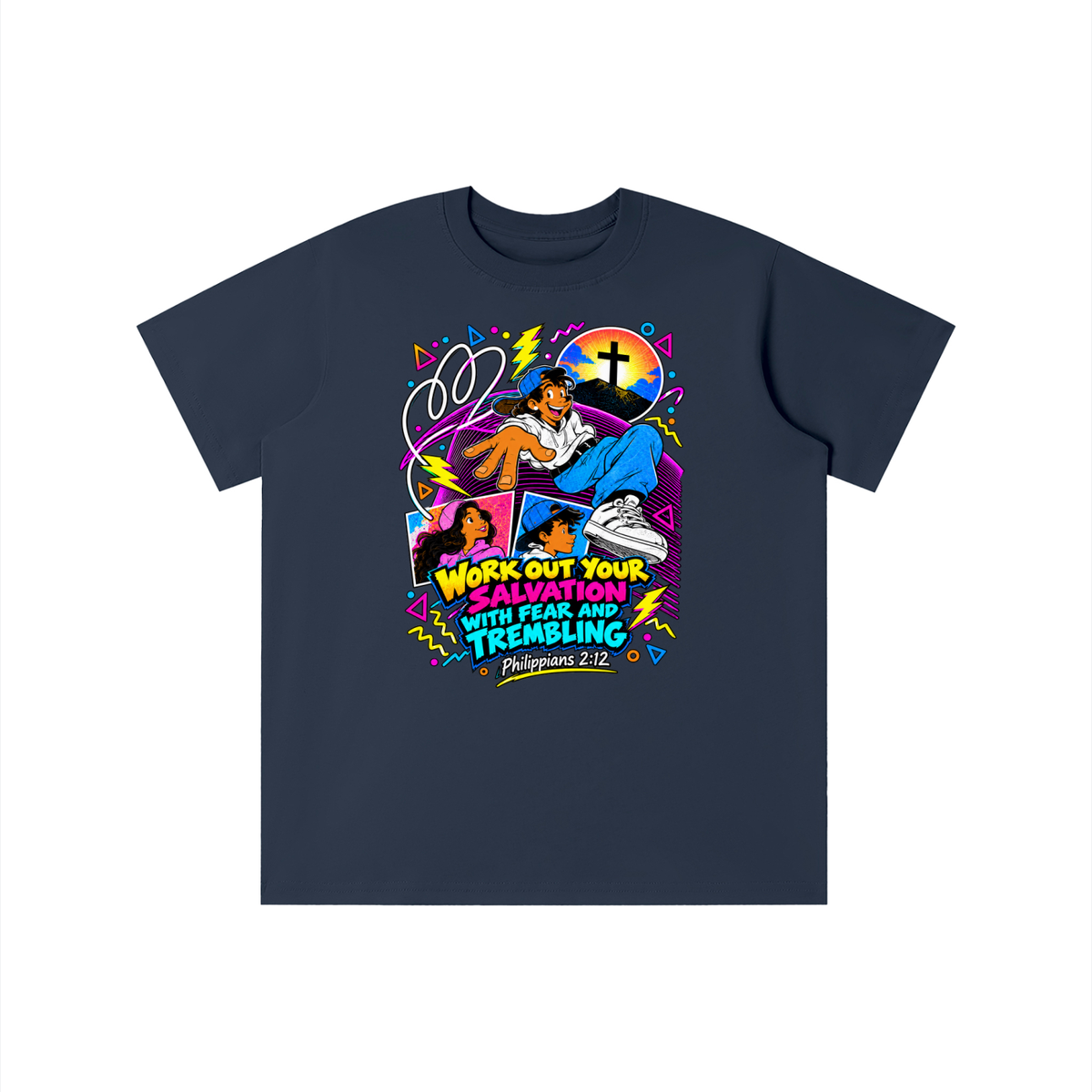 WORK OUT YOUR SALVATION WITH FEAR AND TREMBLING PHILIPPIANS 2:12 youth T-shirt