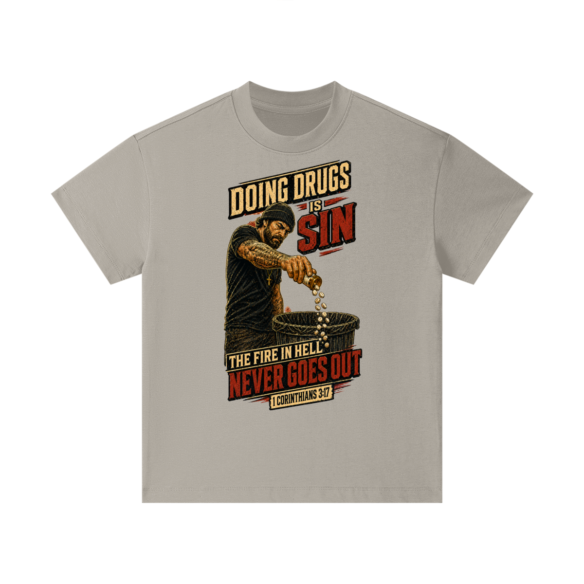Doing drugs is sin The fire in hell never goes out Kids T-Shirt