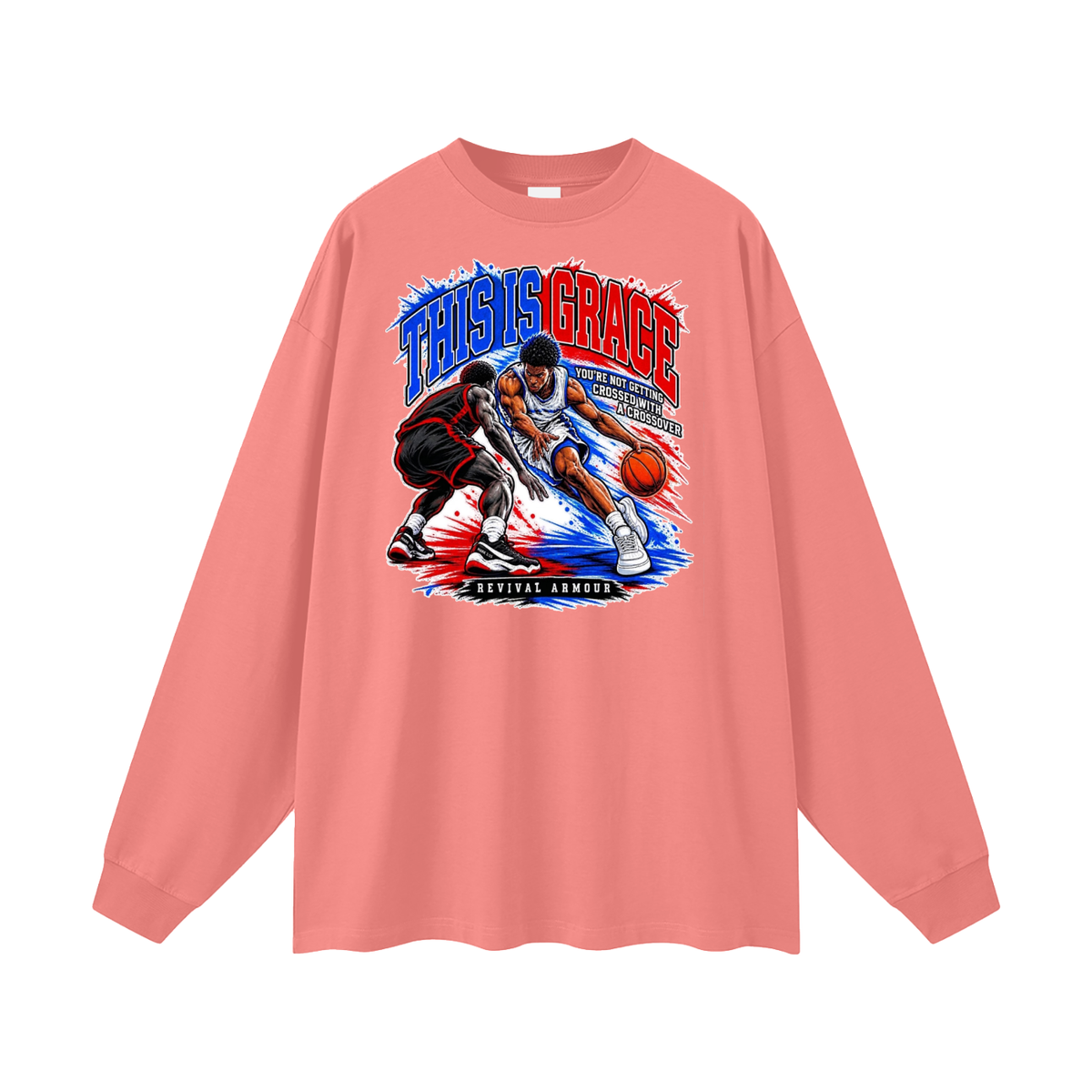 THIS IS GRACE YOU'RE NOT GETTING CROSSED WITH A CROSSOVER ( MARK 1:15 IS ON HIS SHOES TOO ) Long Sleeve T-Shirt