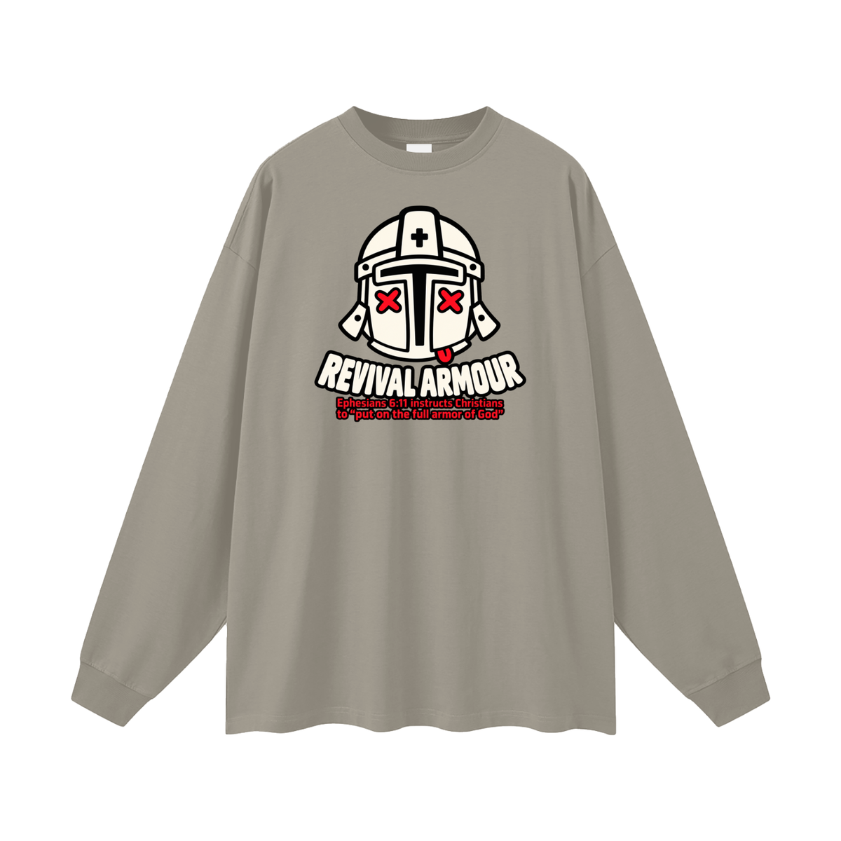 REVIVAL ARMOUR Ephesians 6:11 instructs Christians to "put on the full armor of God" Long Sleeve T-Shirt