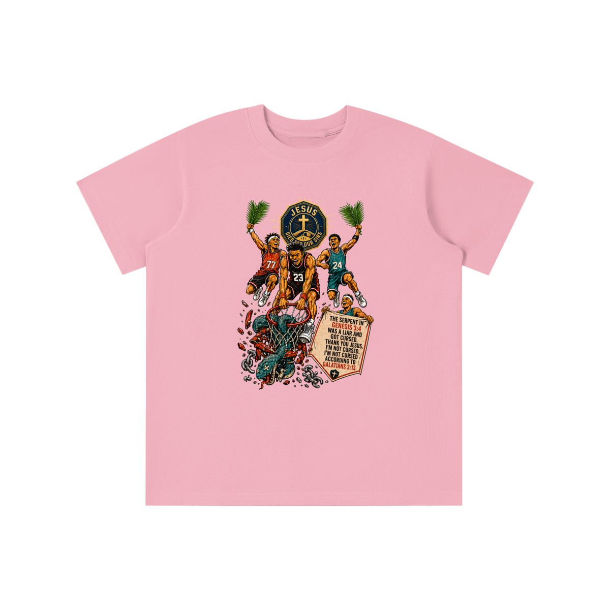 THE SERPENT IN GENESIS 3:4 WAS A LIAR AND GOT CURSED. THANK YOU JESUS. I'M NOT CURSED. I'M NOT CURSED ACCORDING TO GALATIANS 3:13. youth T-shirt
