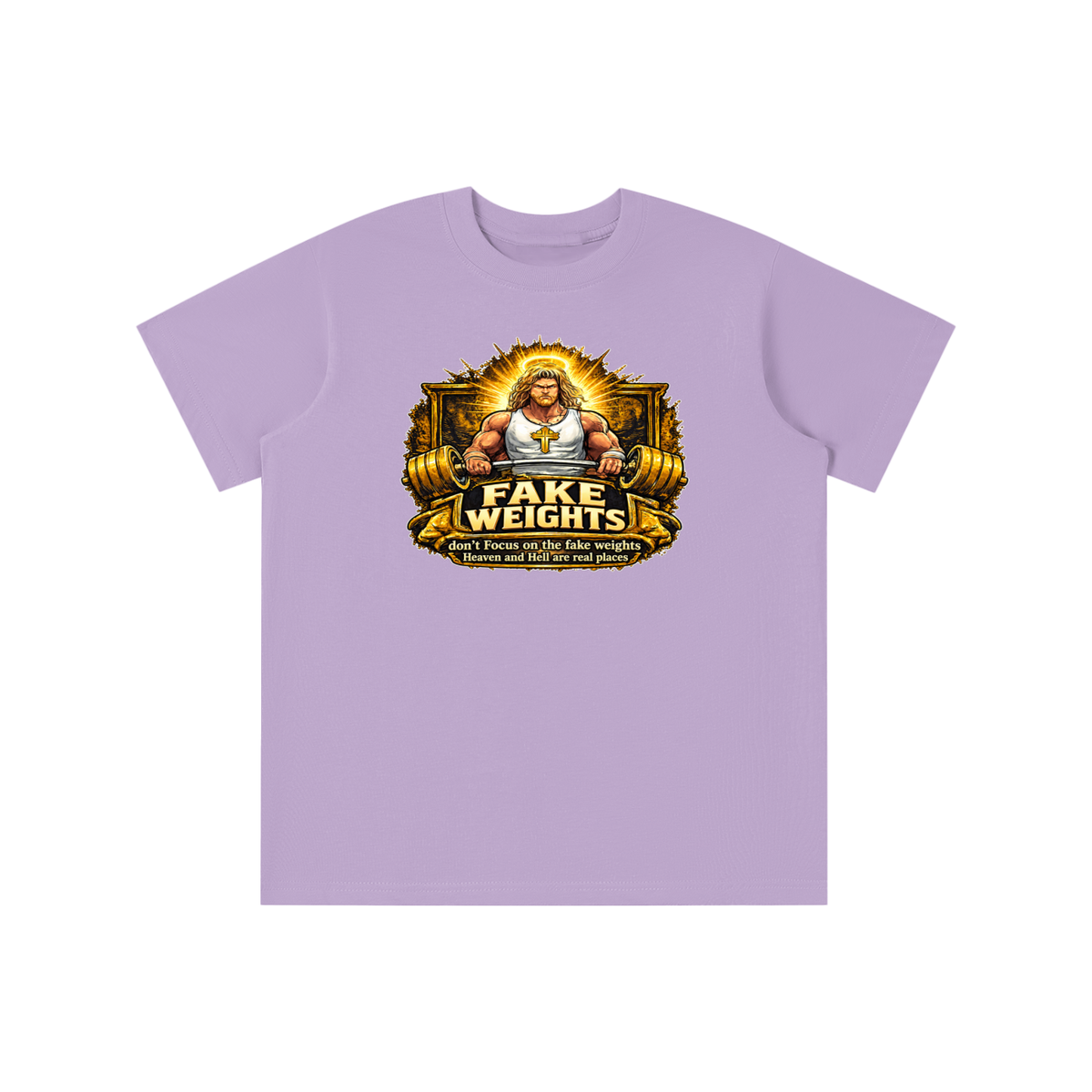 FAKE WEIGHTS don't Focus on the fake weights Heaven and Hell are real places youth T-shirt