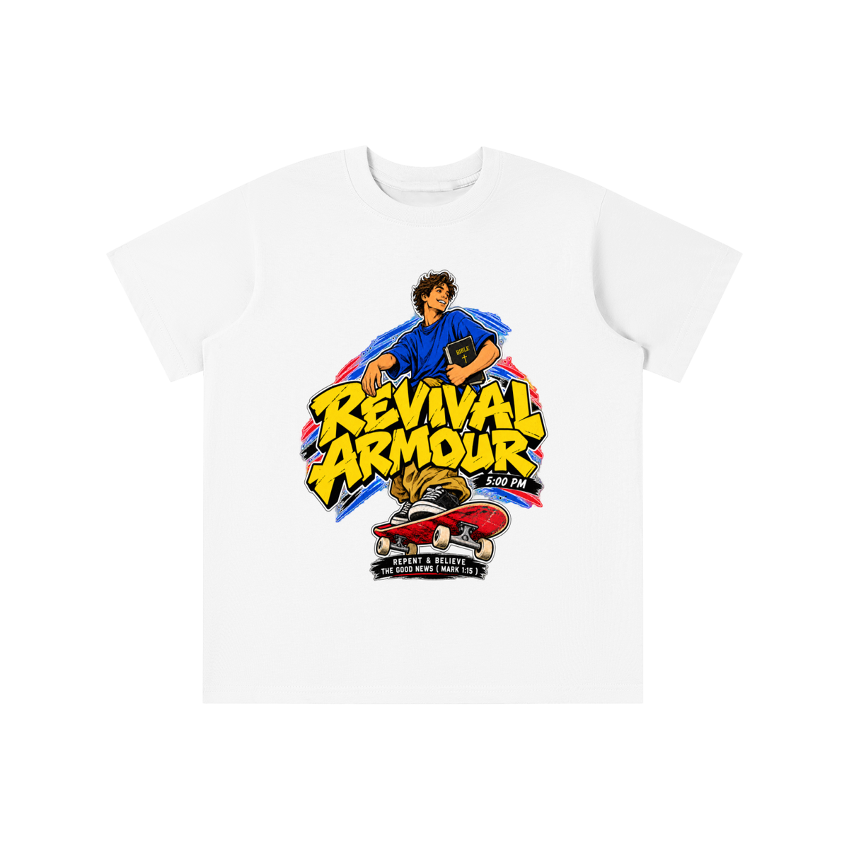 REVIVAL ARMOUR 5:00PM REPENT & BELIEVE THE GOOD NEWS ( MARK 1:15 ) youth T-shirt