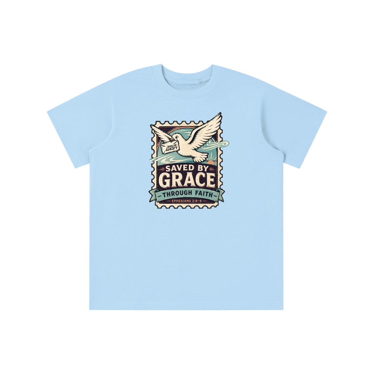 SAVED BY GRACE -THROUGH FAITH- - EPHESIANS 2:8-9 - youth T-shirt