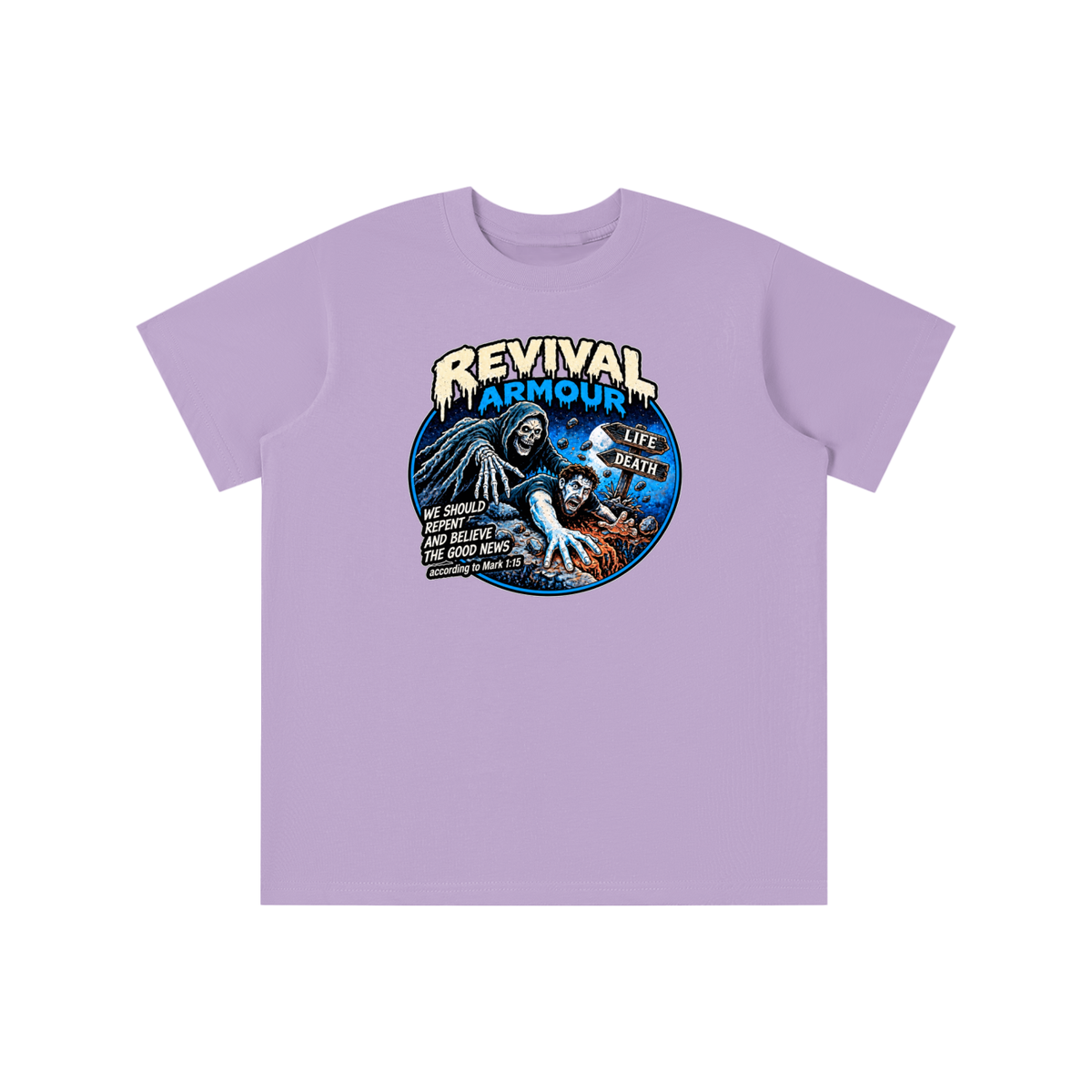 REVIVAL ARMOUR WE SHOULD REPENT AND BELIEVE THE GOOD NEWS according to Mark 1:15 youth T-shirt
