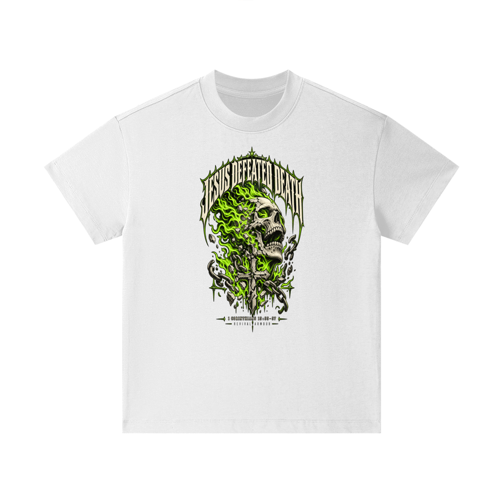 JESUS DEFEATED DEATH - 1 CORINTHIANS 15:55-57- Kids T-Shirt