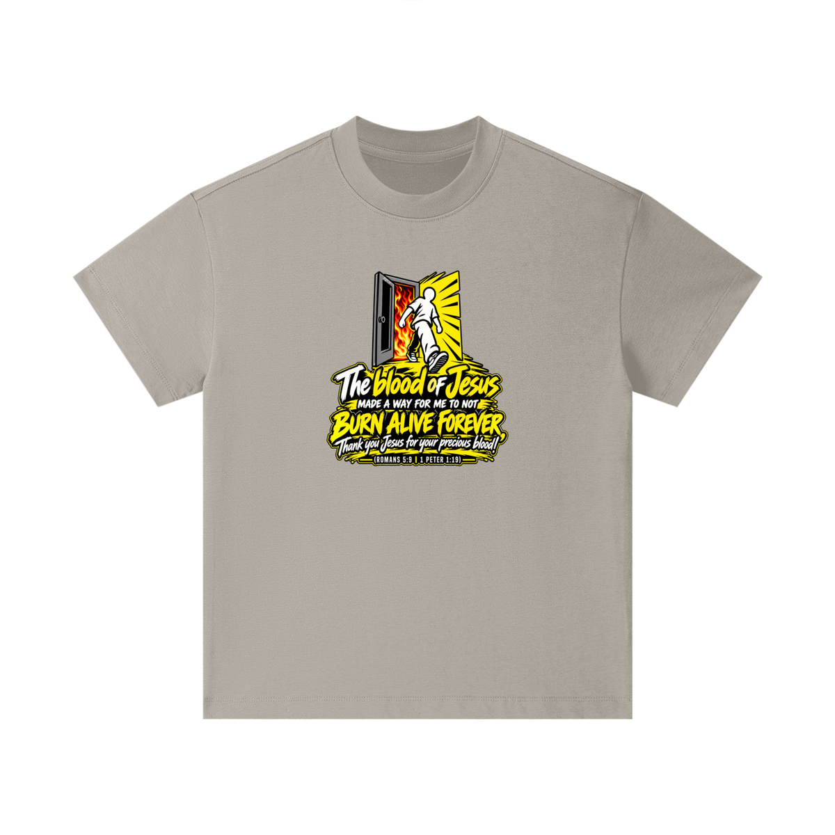 THE BLOOD OF JESUS MADE A WAY FOR ME TO NOT BURN ALIVE FOREVER THANK YOU JESUS FOR YOUR PRECIOUS BLOOD! (ROMANS 5:9 / 1 PETER 1:19) Kids T-Shirt