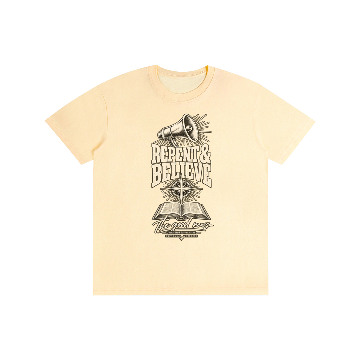 REPENT & BELIEVE The good news Jesus died for our sins REVIVAL ARMOUR T-Shirt