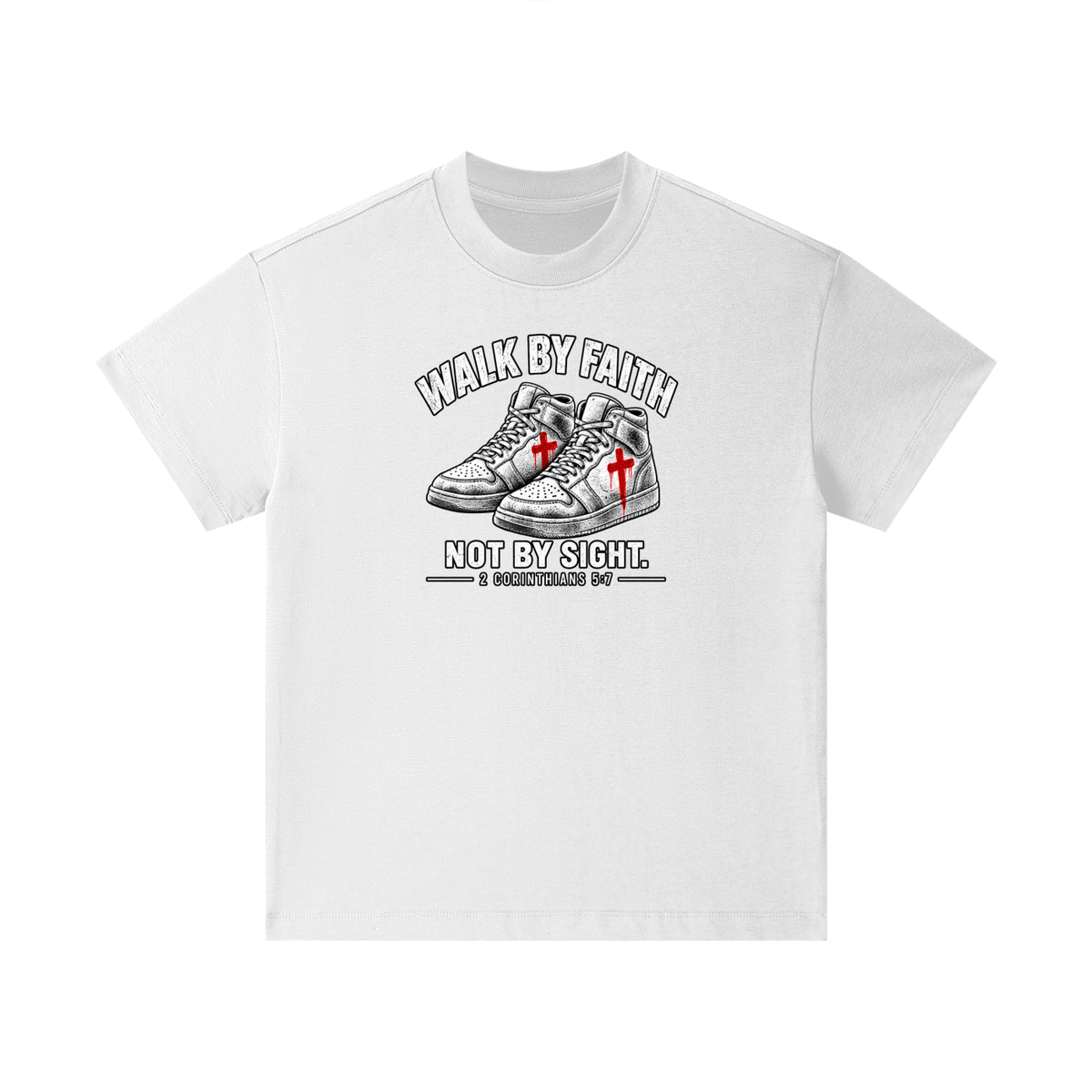 Walk by faith not by sight. Kids T-Shirt